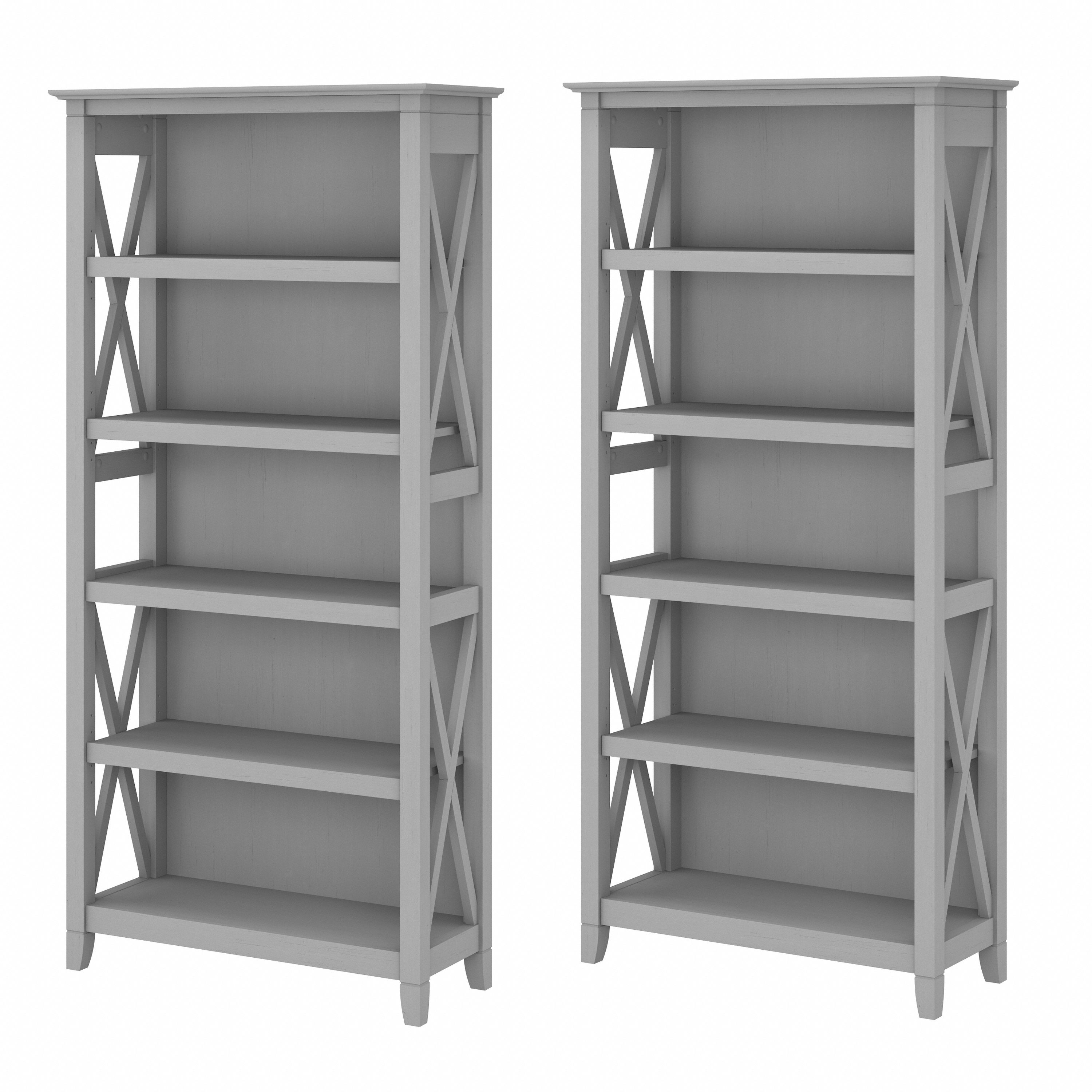 Shop Bush Furniture Key West 5 Shelf Bookcase Set 02 KWS046CG #color_cape cod gray