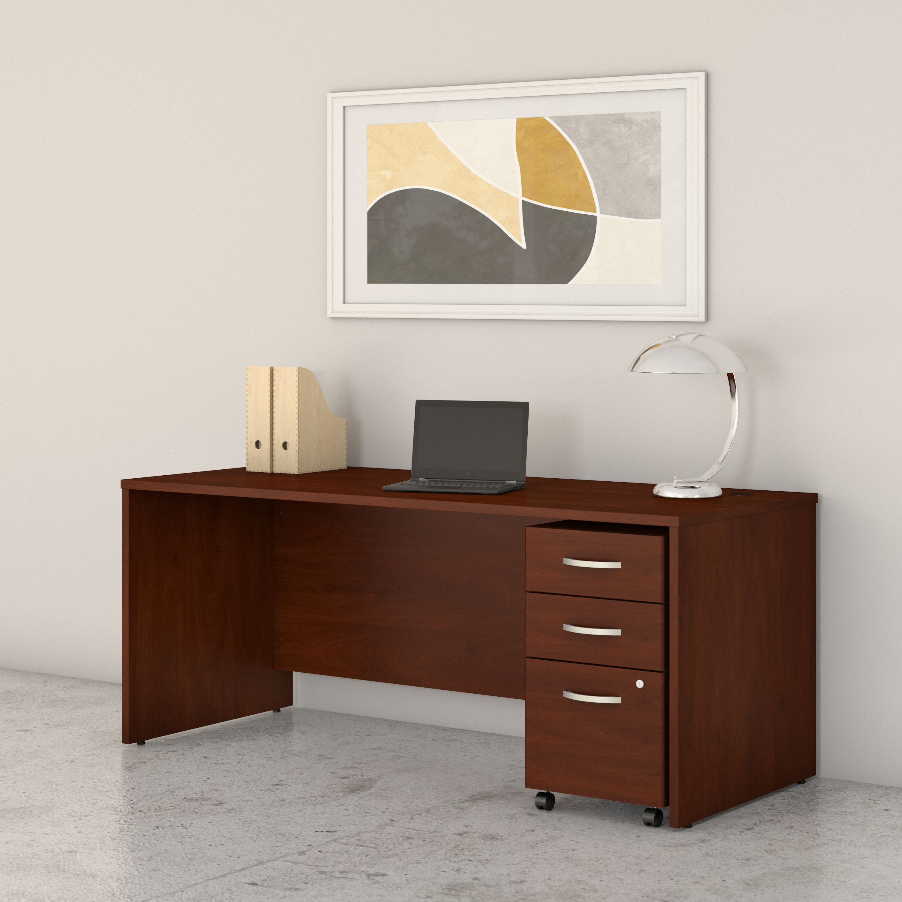 Shop Bush Business Furniture Studio C 72W x 30D Office Desk with Mobile File Cabinet 01 STC013HCSU #color_hansen cherry