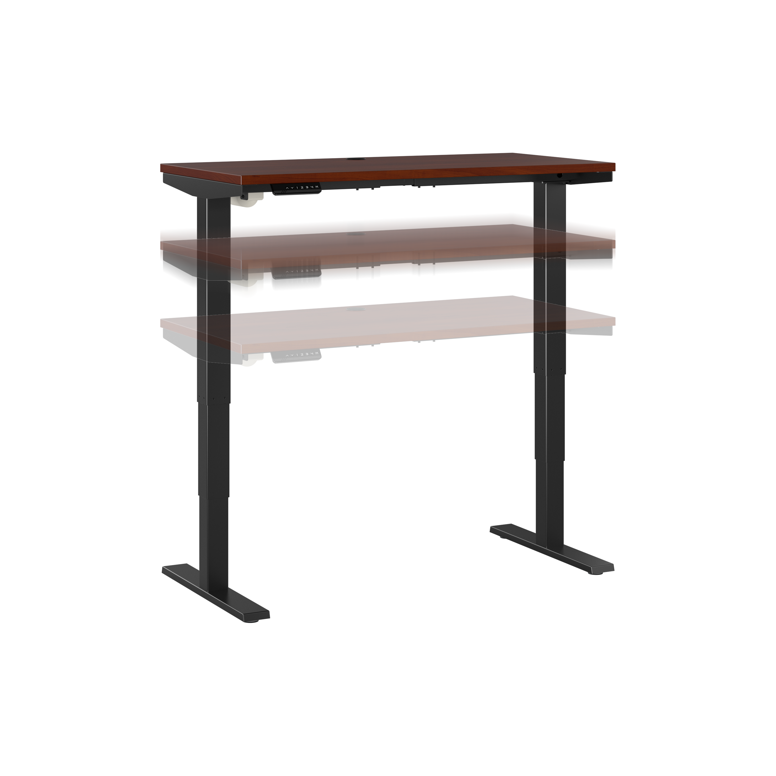 Shop Move 40 Series by Bush Business Furniture 48W x 24D Electric Height Adjustable Standing Desk 02 M4S4824HCBK #color_hansen cherry/black powder coat