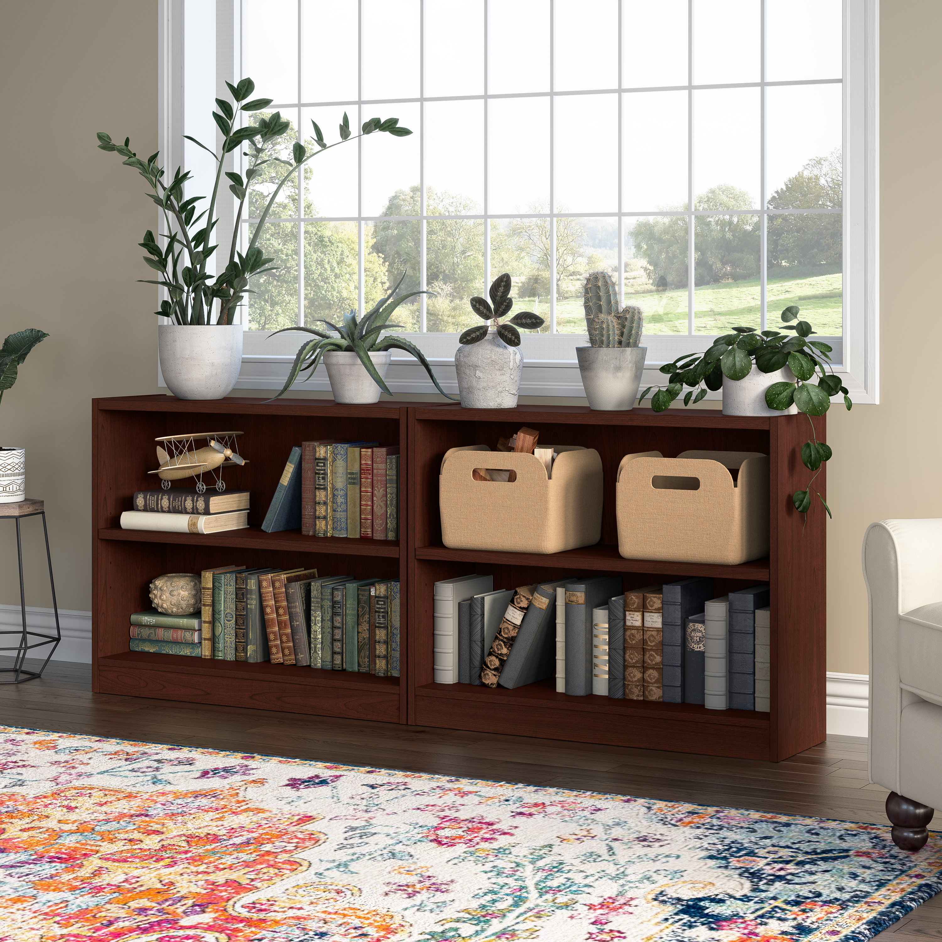 Shop Bush Furniture Universal Small 2 Shelf Bookcase - Set of 2 01 UB001VC #color_vogue cherry