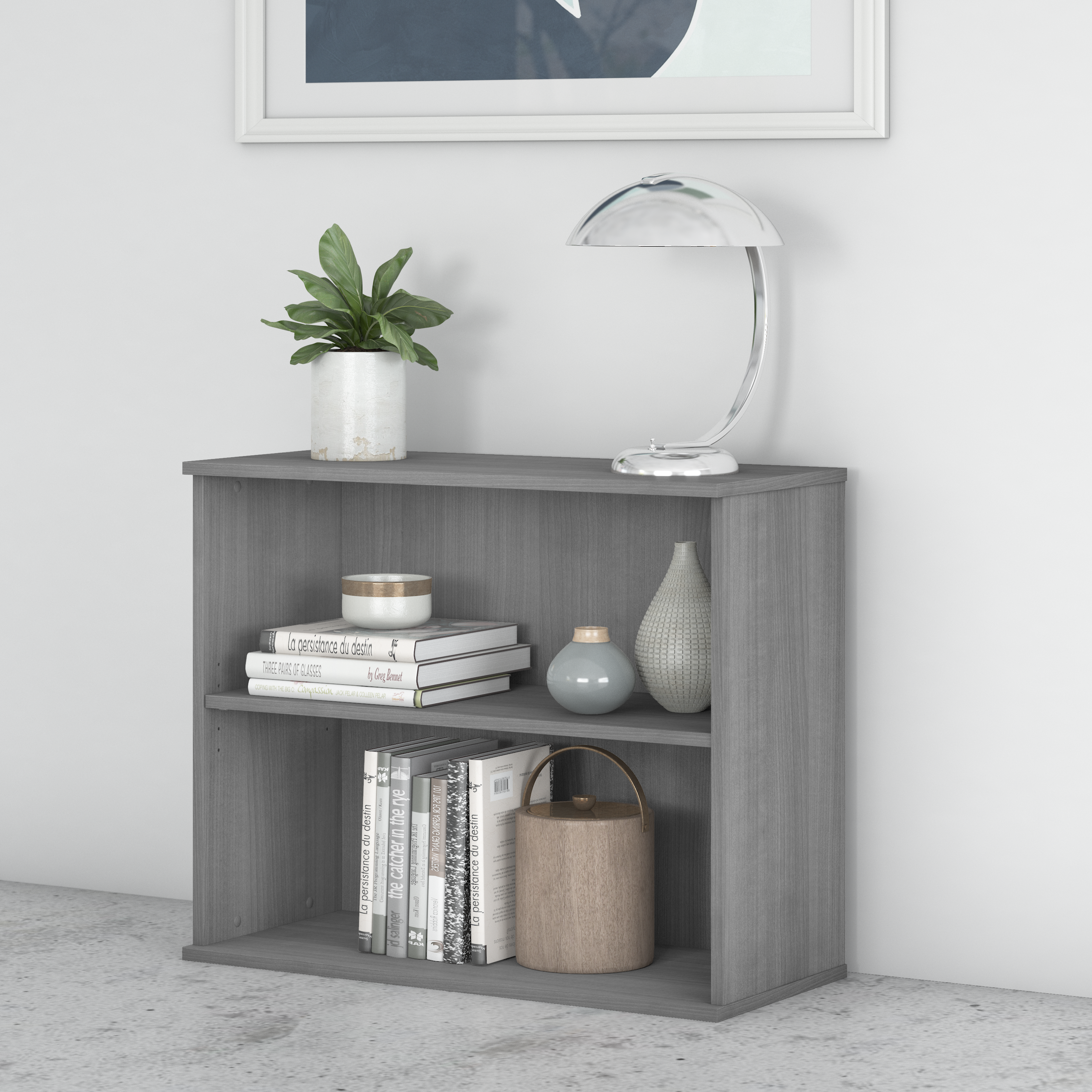 Shop Bush Business Furniture Small 2 Shelf Bookcase 01 BK3036PG #color_platinum gray