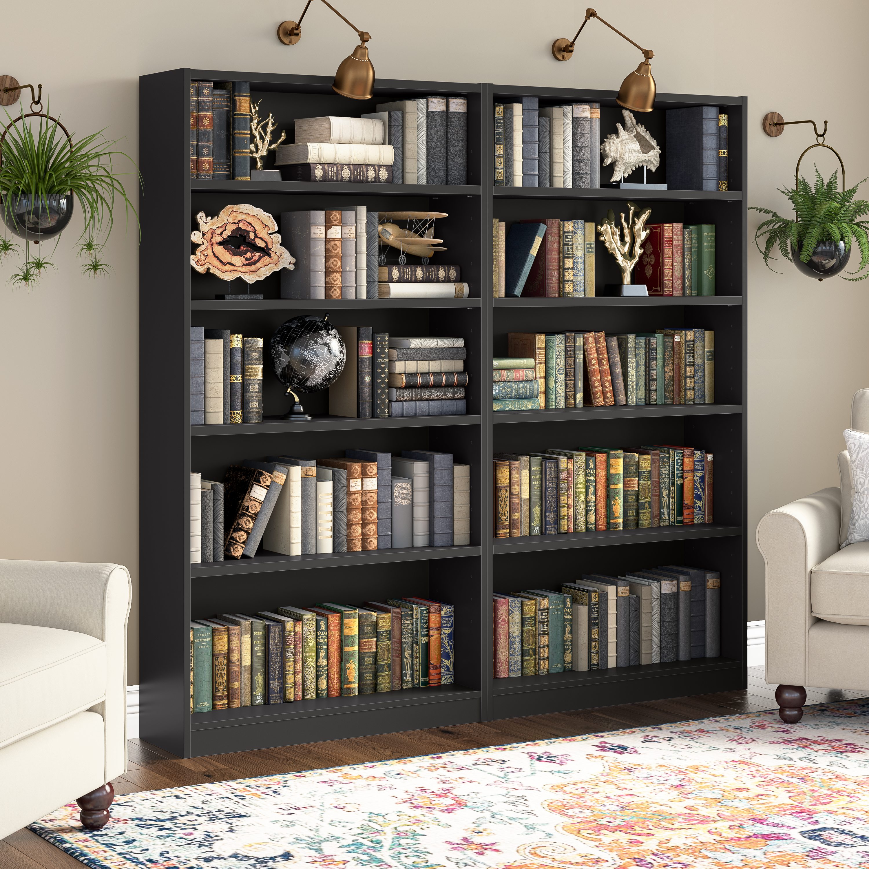 Shop Bush Furniture Universal Tall 5 Shelf Bookcase 05 WL12436 #color_black