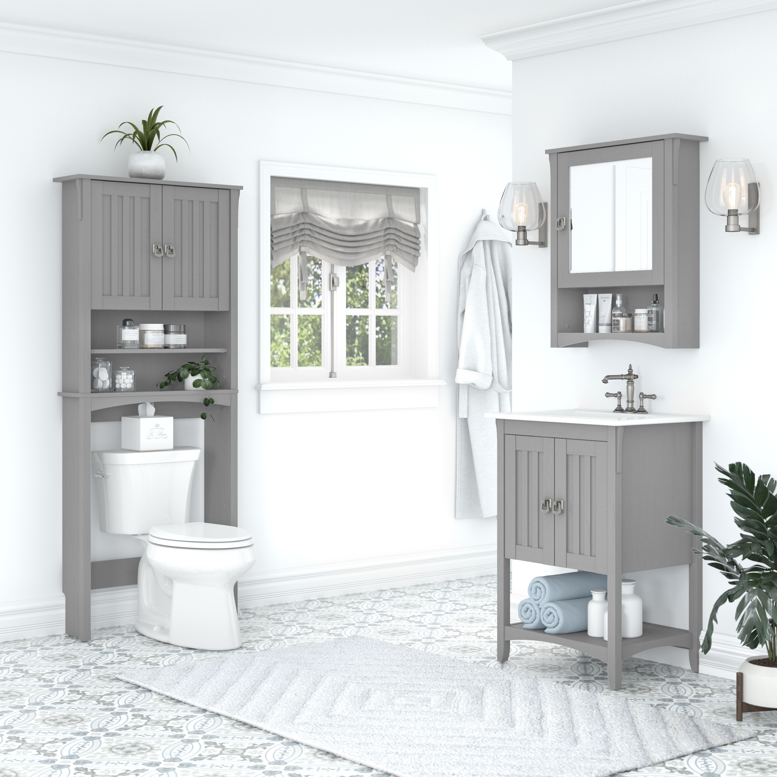 Shop Bush Furniture Salinas 24W Bathroom Vanity with Sink 05 SAVN124CG-03K #color_cape cod gray