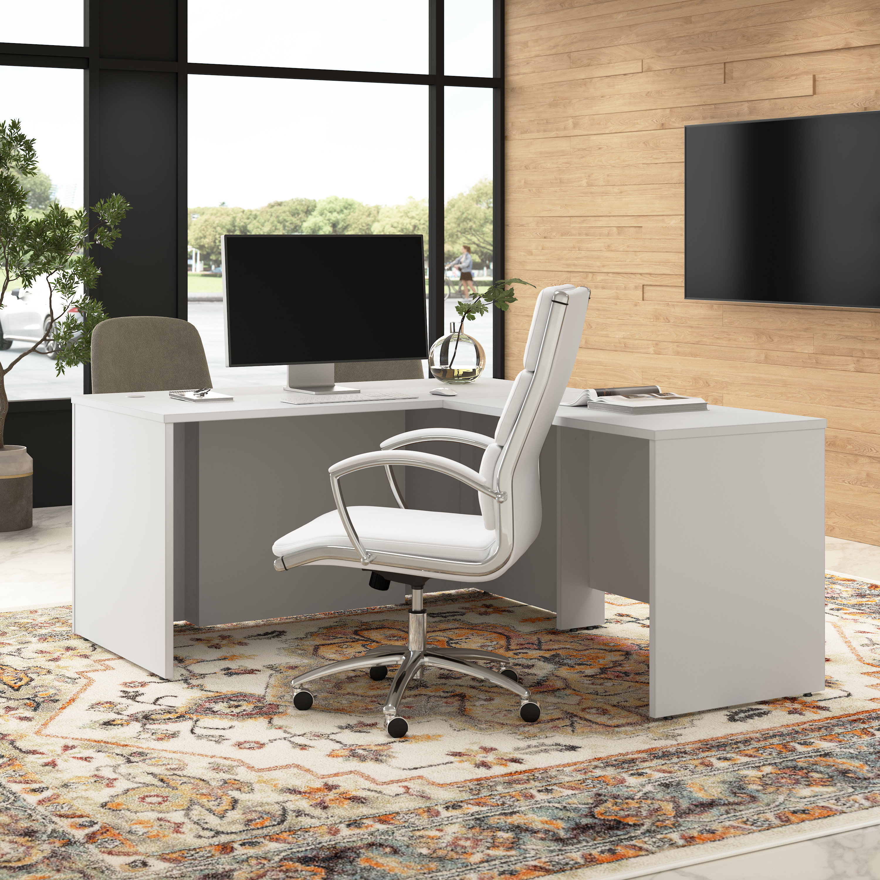 Shop Bush Business Furniture Hampton Heights 60W x 30D Executive L-Shaped Desk 03 HHD022WH #color_white