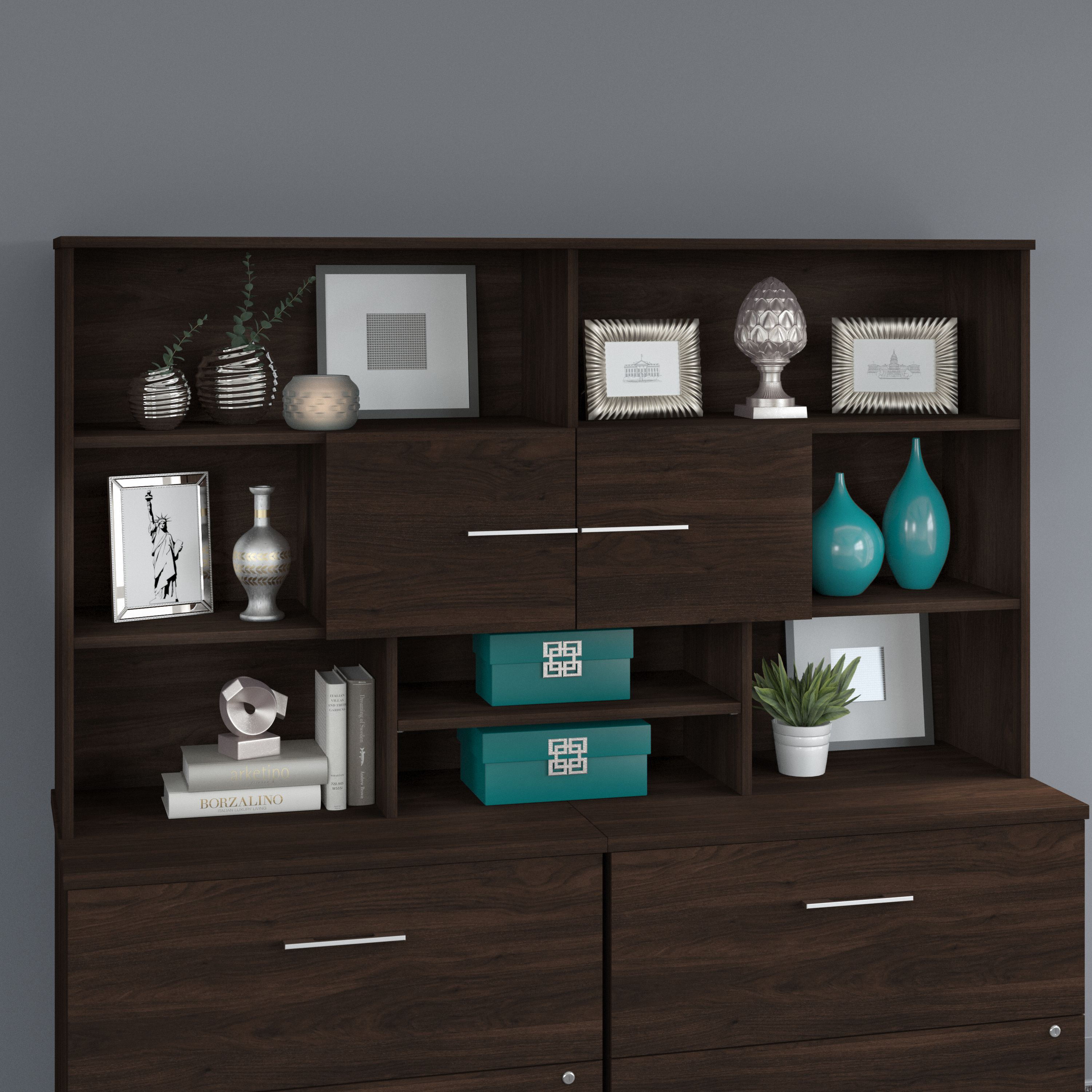 Shop Bush Business Furniture Office 500 72W Desk Hutch 01 OFH172BWK #color_black walnut