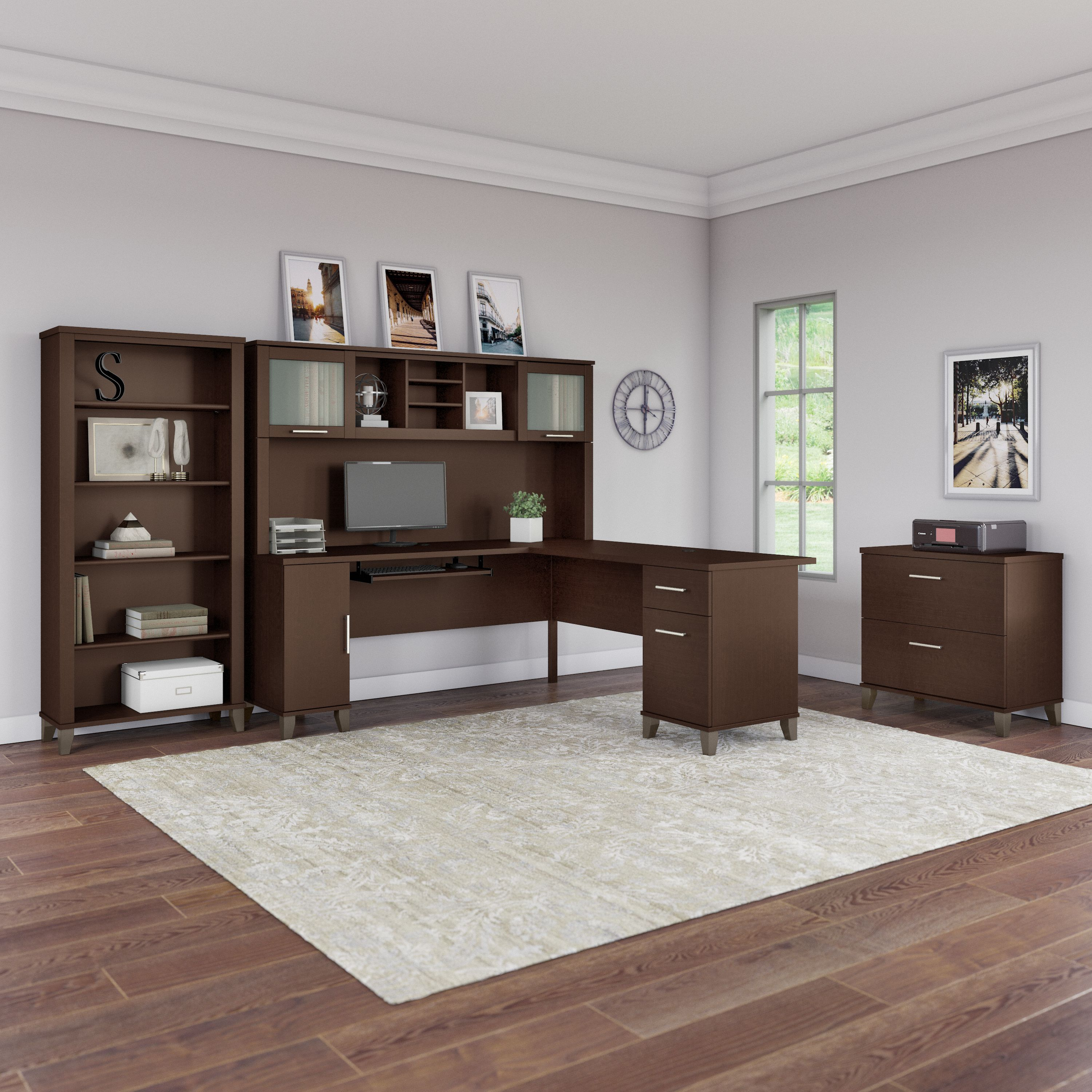 Shop Bush Furniture Somerset 72W L Shaped Desk with Storage 03 WC81810K #color_mocha cherry