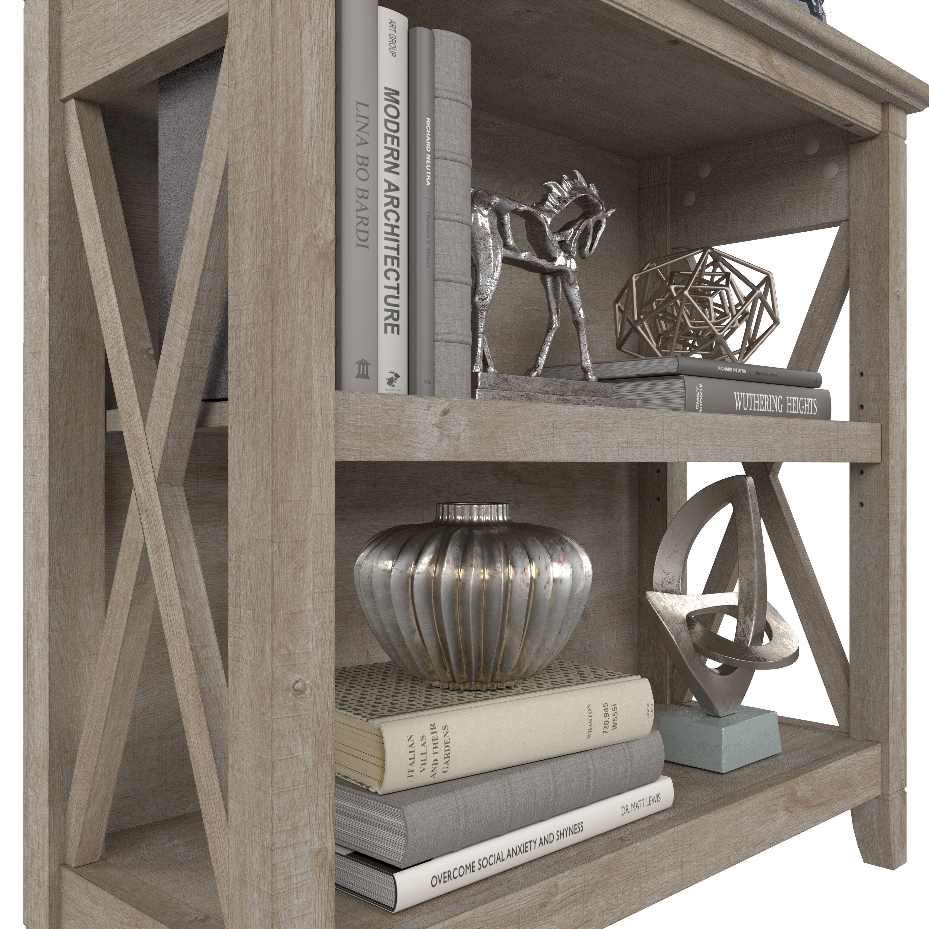 Shop Bush Furniture Key West Small 2 Shelf Bookcase 07 KWB124WG-03 #color_washed gray