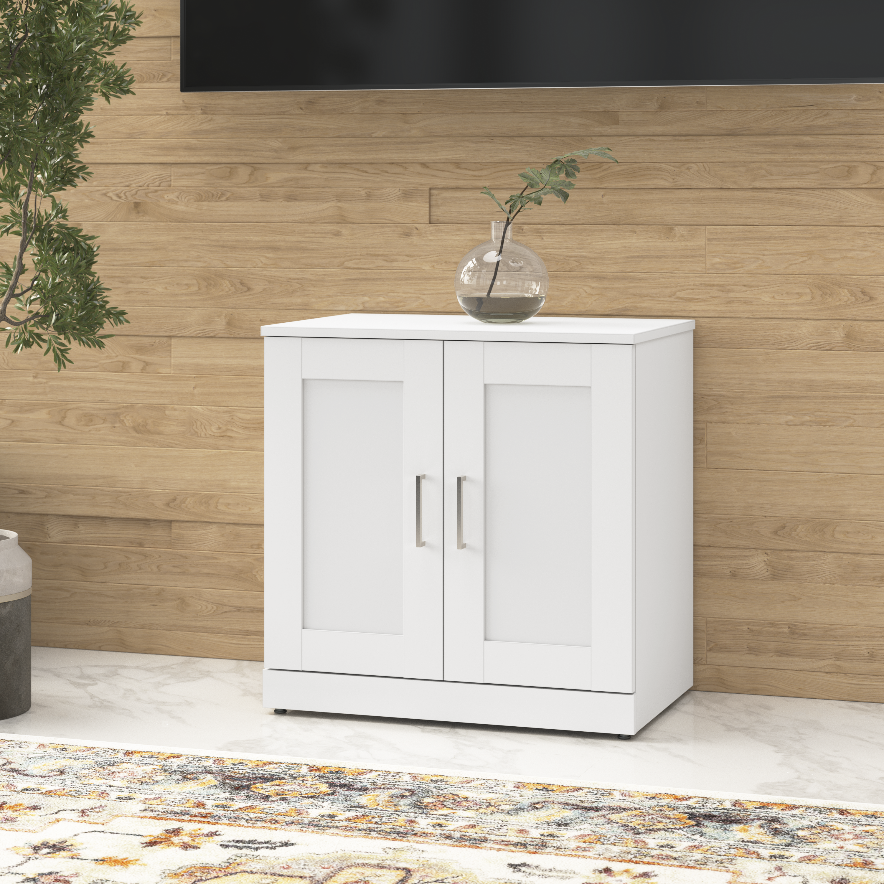 Shop Bush Business Furniture Hampton Heights 30W Storage Cabinet with Doors 03 HHS130WH #color_white