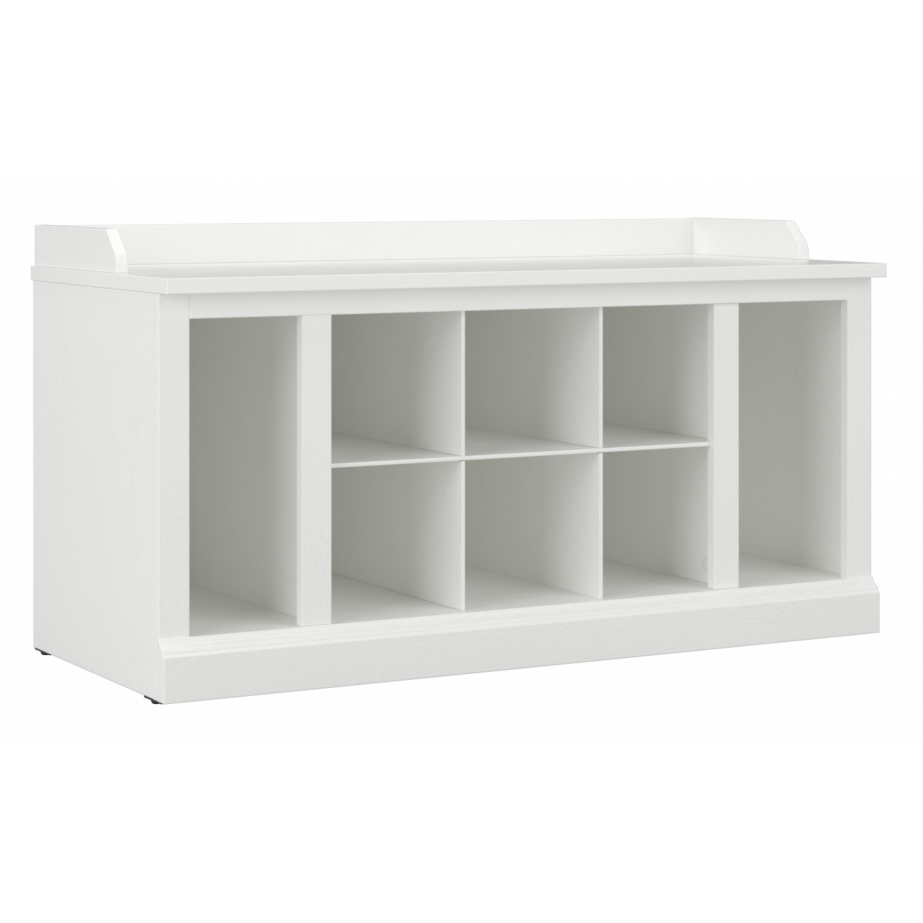 Shop Bush Furniture Woodland 40W Shoe Storage Bench with Shelves 02 WDS240WAS-03 #color_white ash