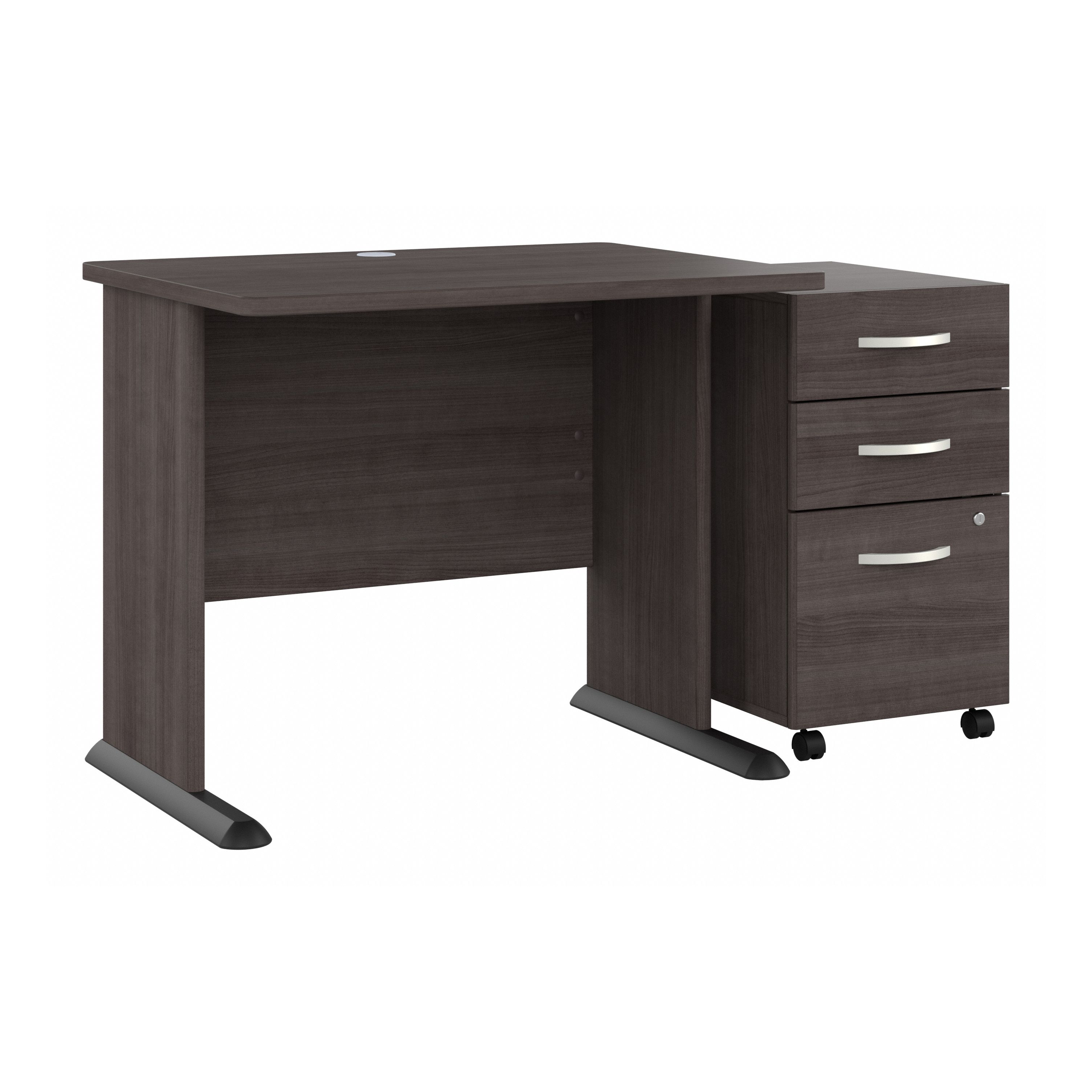 Shop Bush Business Furniture Studio A 36W Small Computer Desk with 3 Drawer Mobile File Cabinet 02 STA005SGSU #color_storm gray