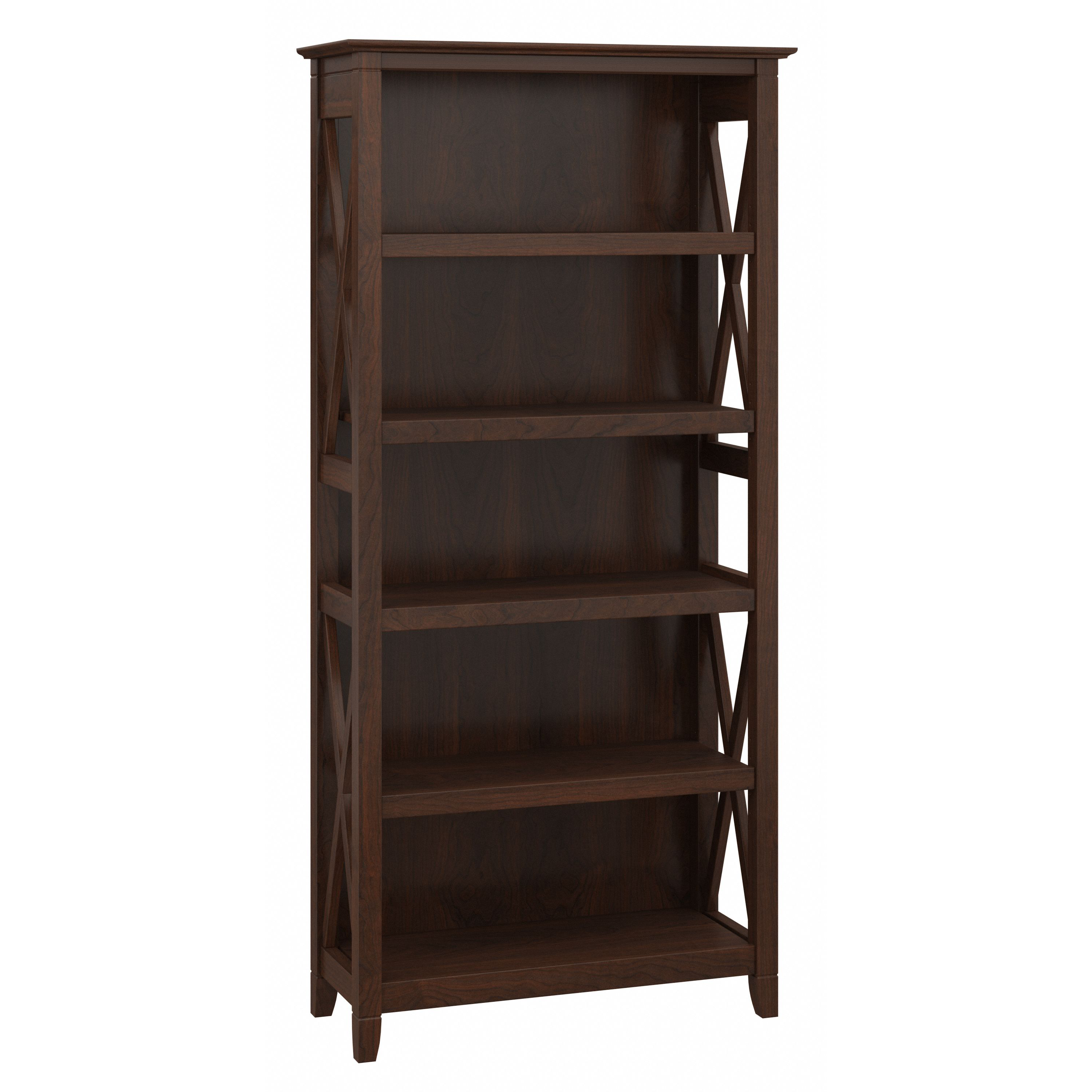 Shop Bush Furniture Key West Tall 5 Shelf Bookcase 02 KWB132BC-03 #color_bing cherry