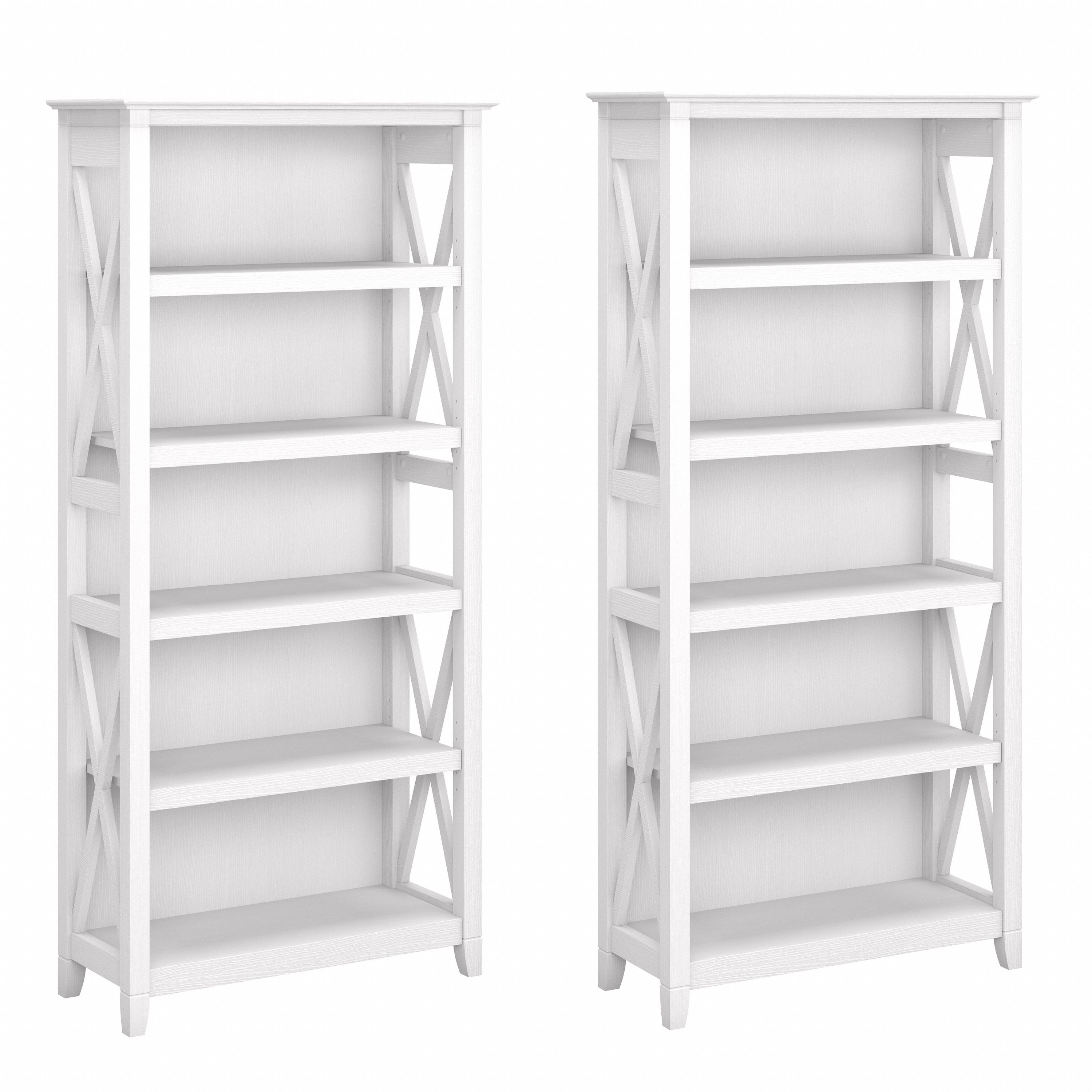 Shop Bush Furniture Key West 5 Shelf Bookcase Set 02 KWS046WT #color_pure white oak