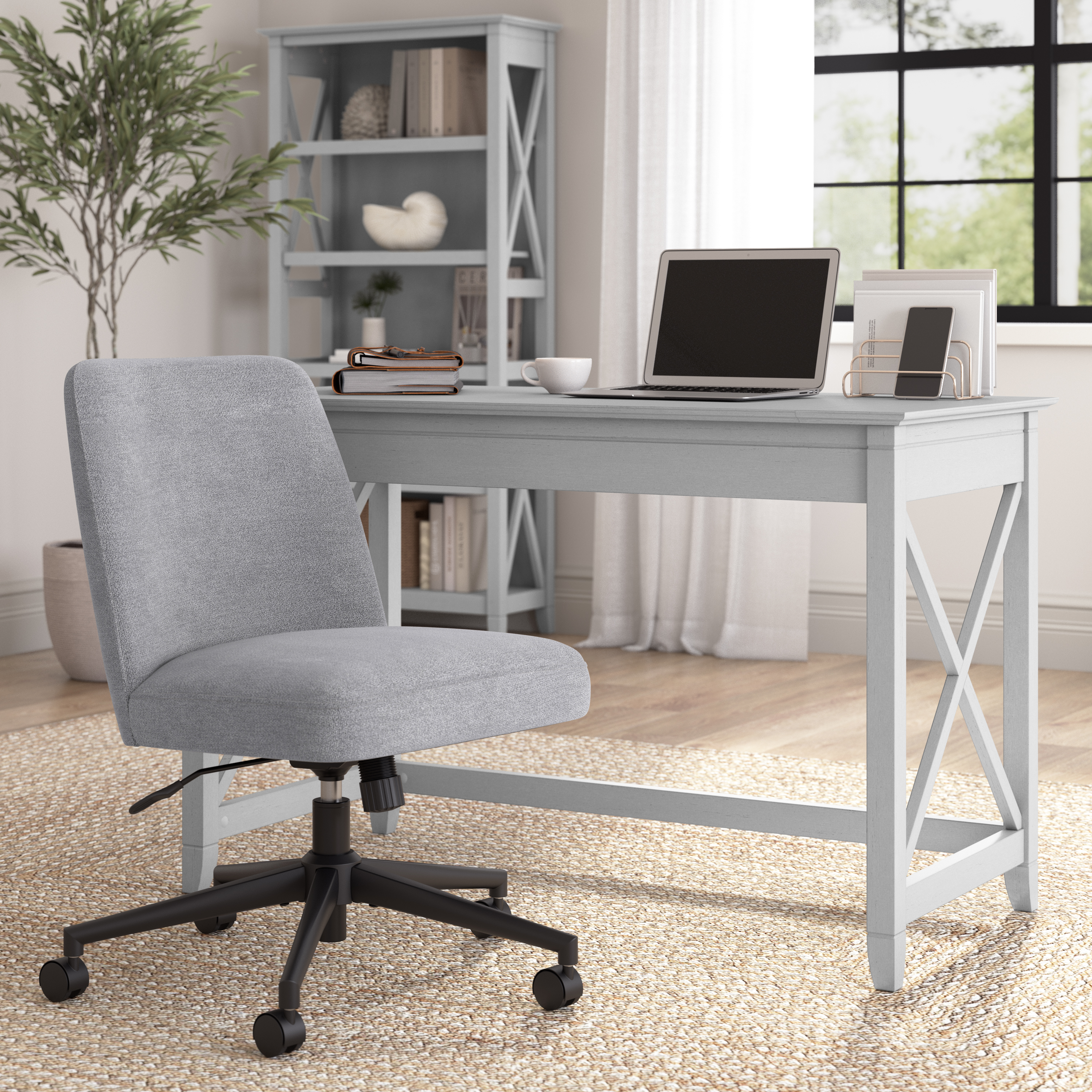 Shop Bush Furniture Serenity Mid Back Armless Office Chair with Wheels 08 CH4101CGF-03 #color_cool gray fabric