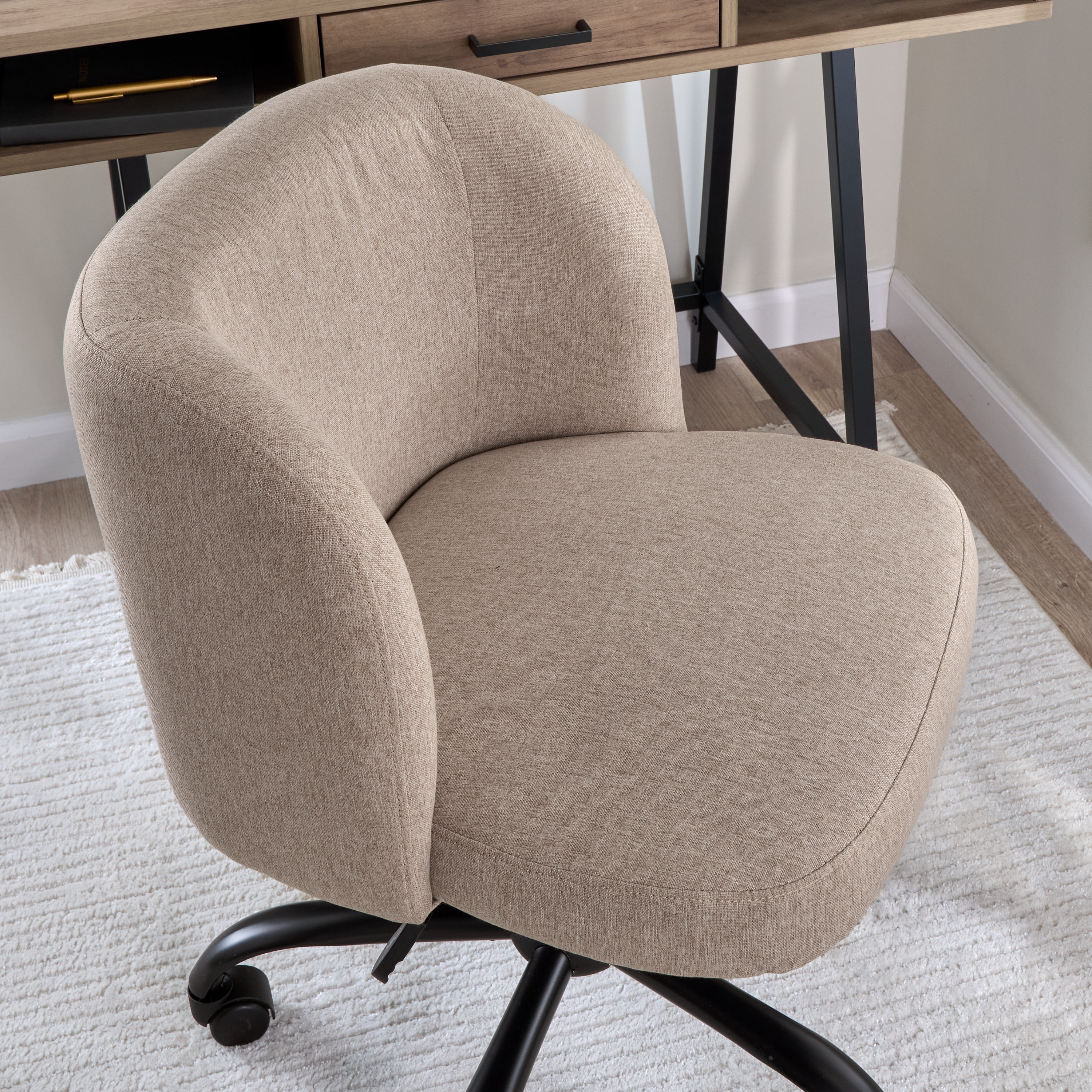 Shop Bush Furniture Pembroke Armless Desk Chair for Home Office 05 CH4301BGF-03 #color_beige fabric