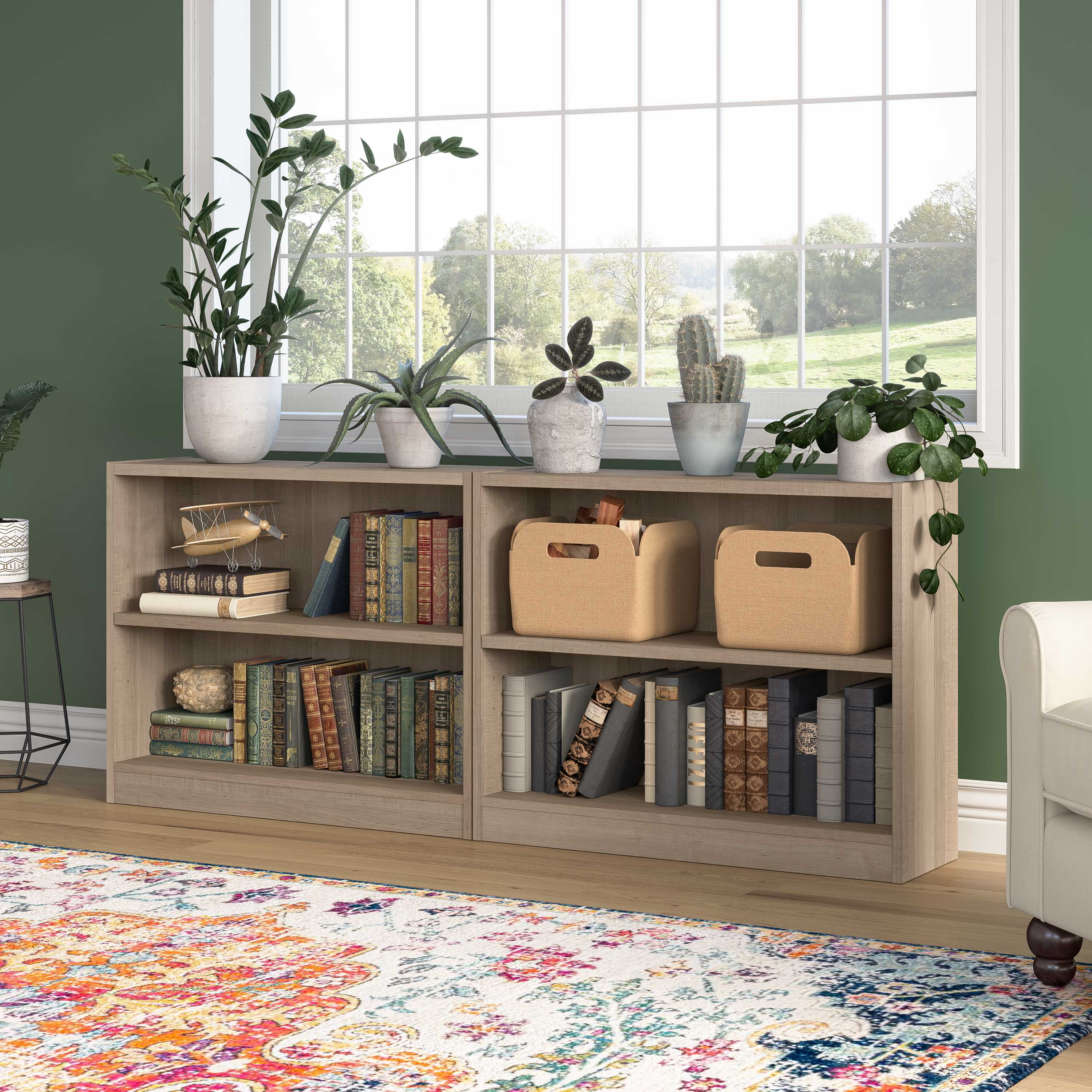 Shop Bush Furniture Universal Small 2 Shelf Bookcase 05 WL12426 #color_ash gray