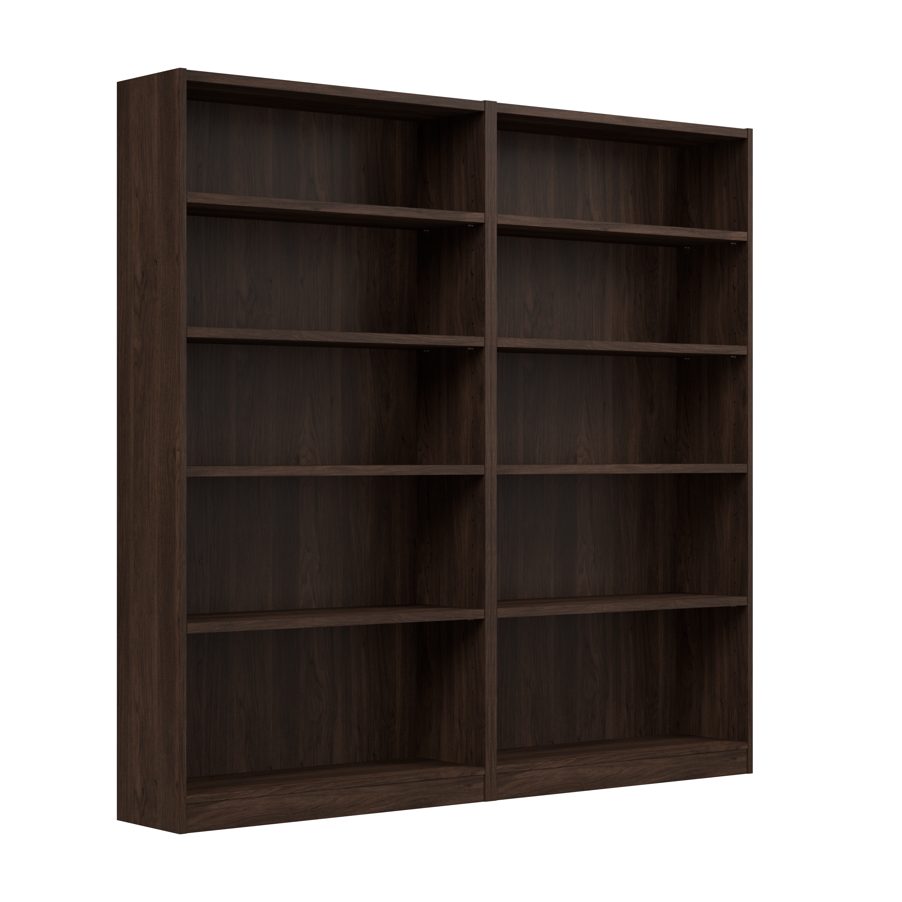 Shop Bush Furniture Universal Tall 5 Shelf Bookcase - Set of 2 02 UB003BW #color_black walnut