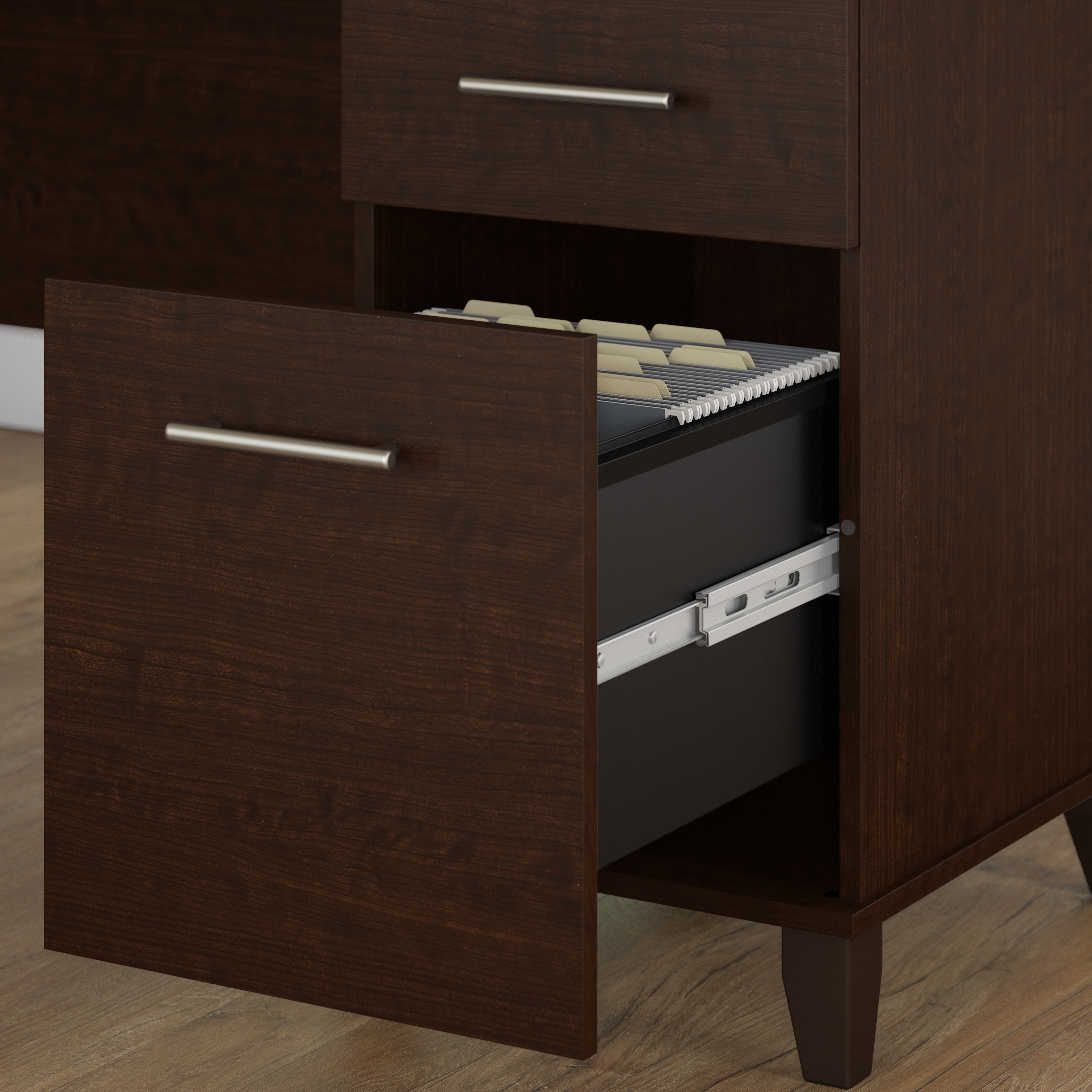 Shop Bush Furniture Somerset 72W Office Desk with Hutch and 5 Shelf Bookcase 07 SET020MR #color_mocha cherry