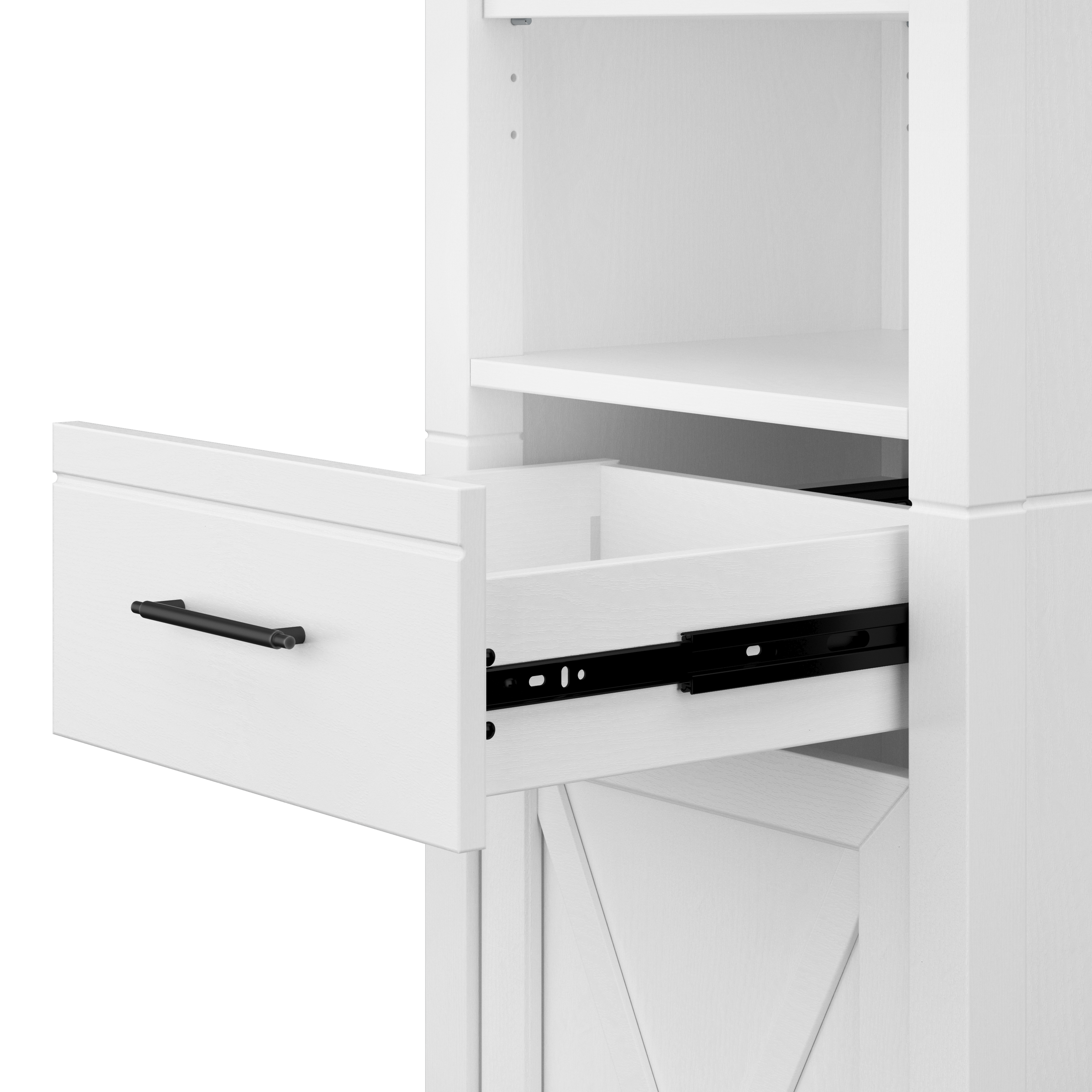 Shop Bush Furniture Key West Tall Linen Cabinet and Over The Toilet Storage Cabinet 08 KWS038WAS #color_white ash