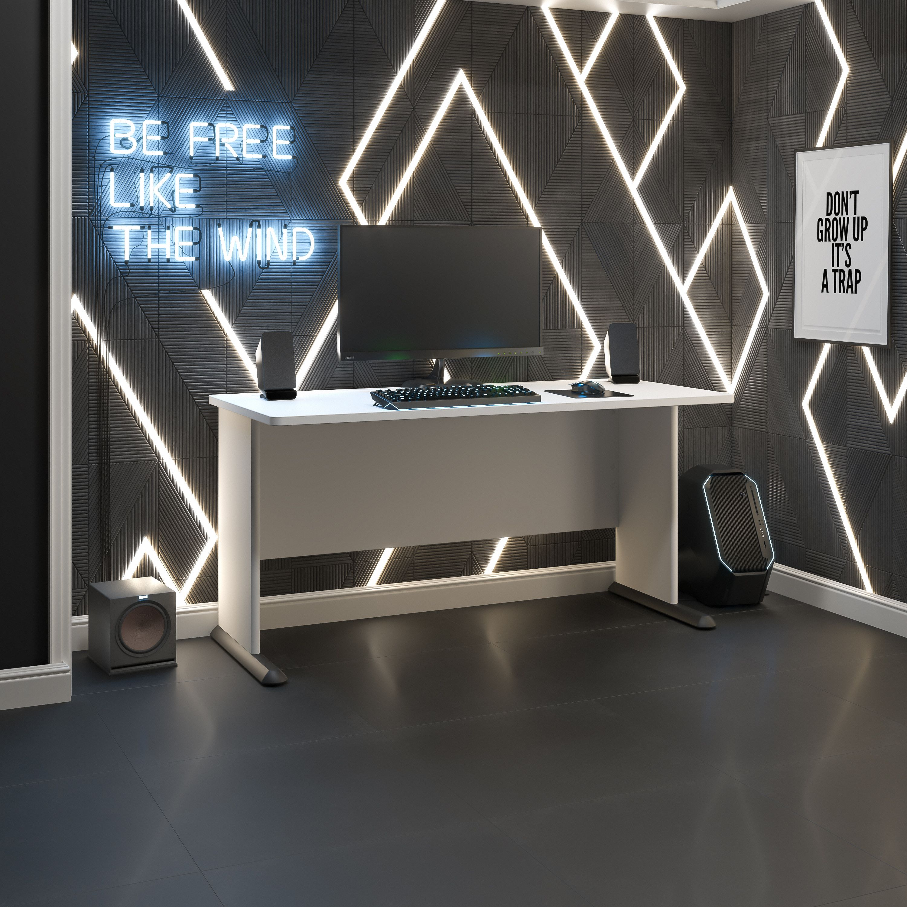 Shop Bush Business Furniture Studio A 60W Gaming Desk 01 SDD160WH-Z #color_white
