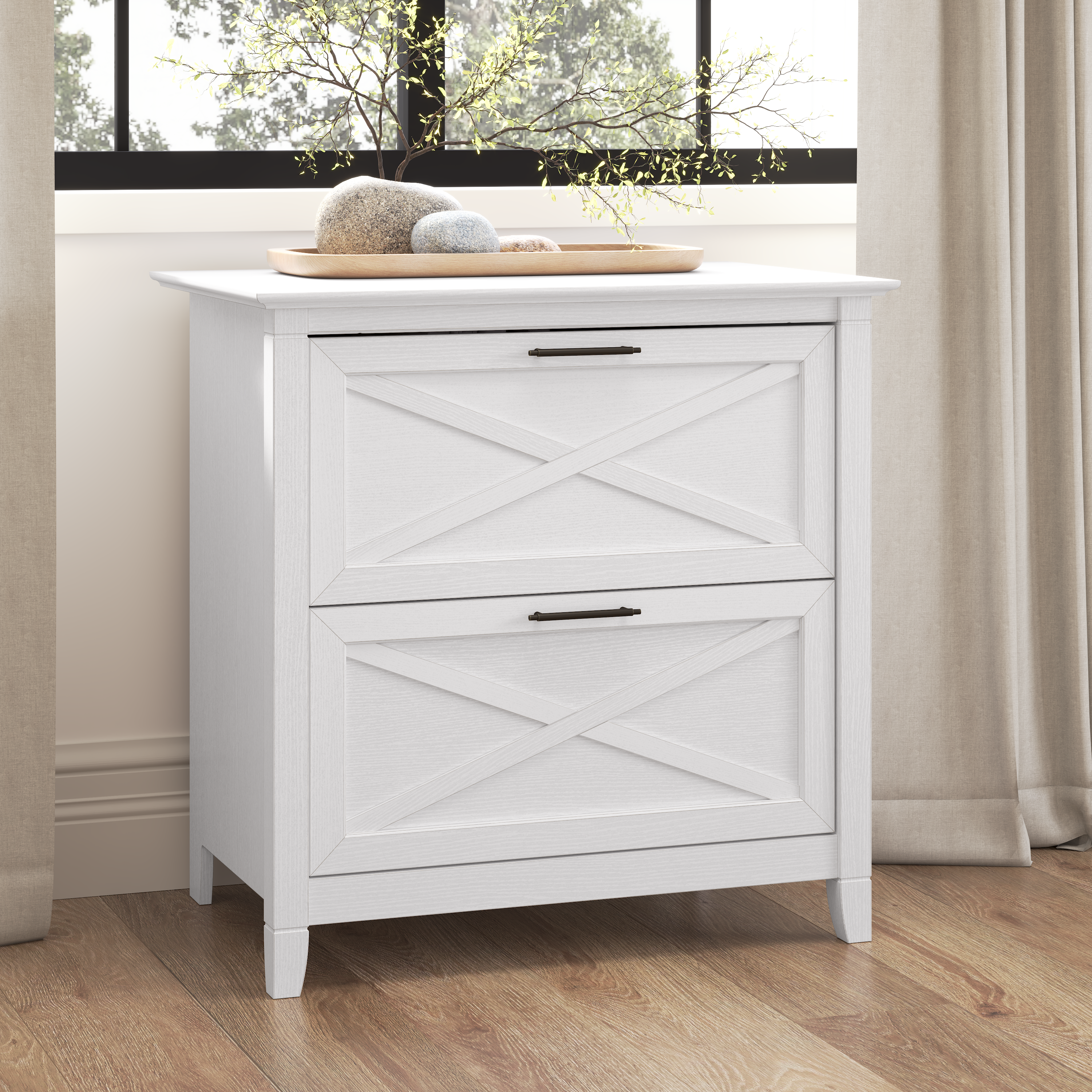 Shop Bush Furniture Key West 2 Drawer Lateral File Cabinet 01 KWF130WT-03 #color_pure white oak