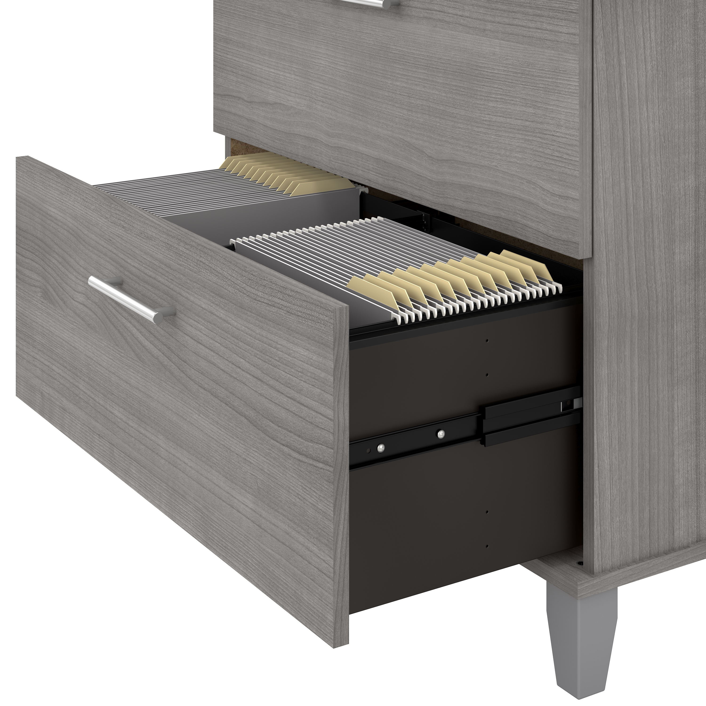 Shop Bush Furniture Somerset 60W Office Desk with Lateral File Cabinet and 5 Shelf Bookcase 08 SET013PG #color_platinum gray