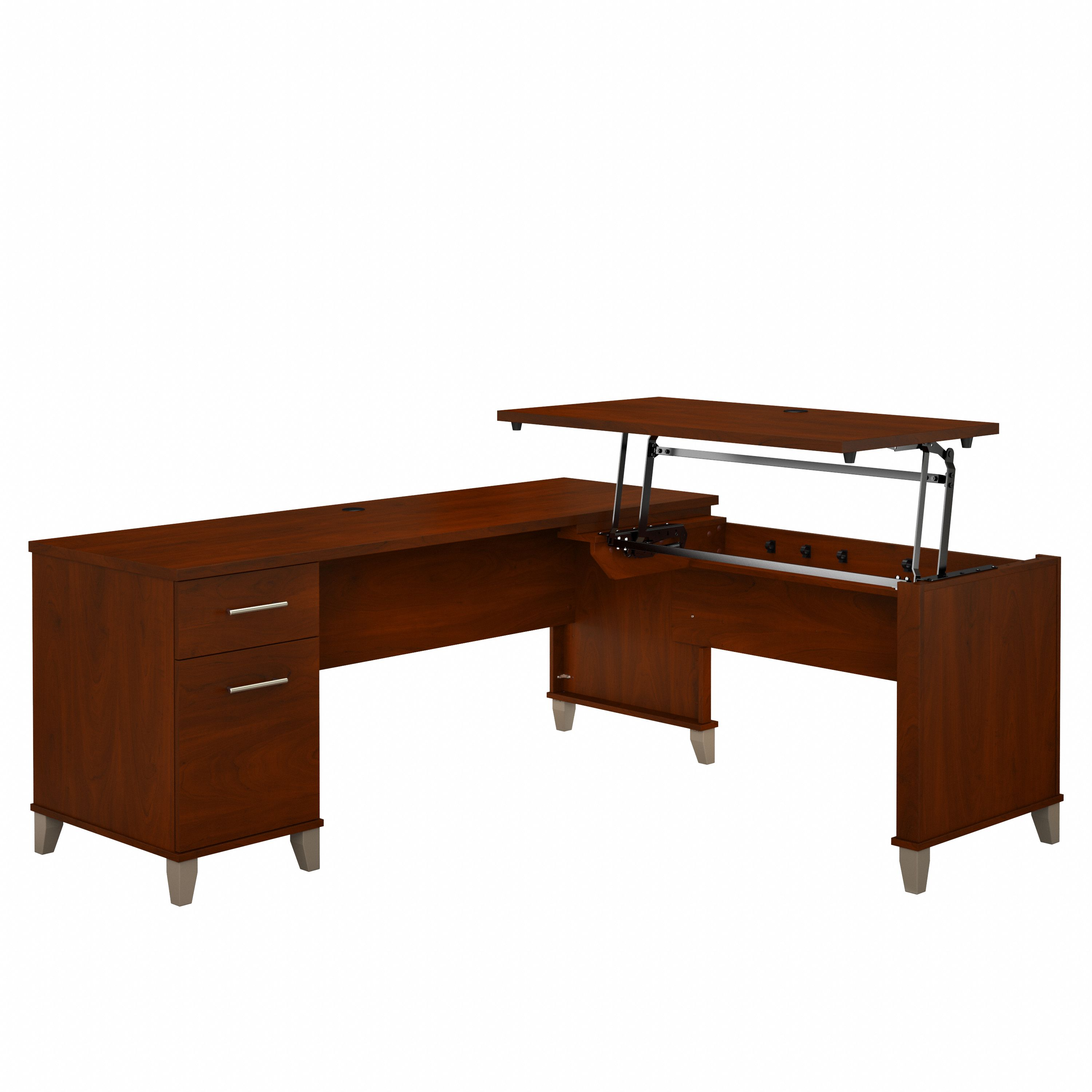 Shop Bush Furniture Somerset 72W 3 Position Sit to Stand L Shaped Desk 02 SET014HC #color_hansen cherry