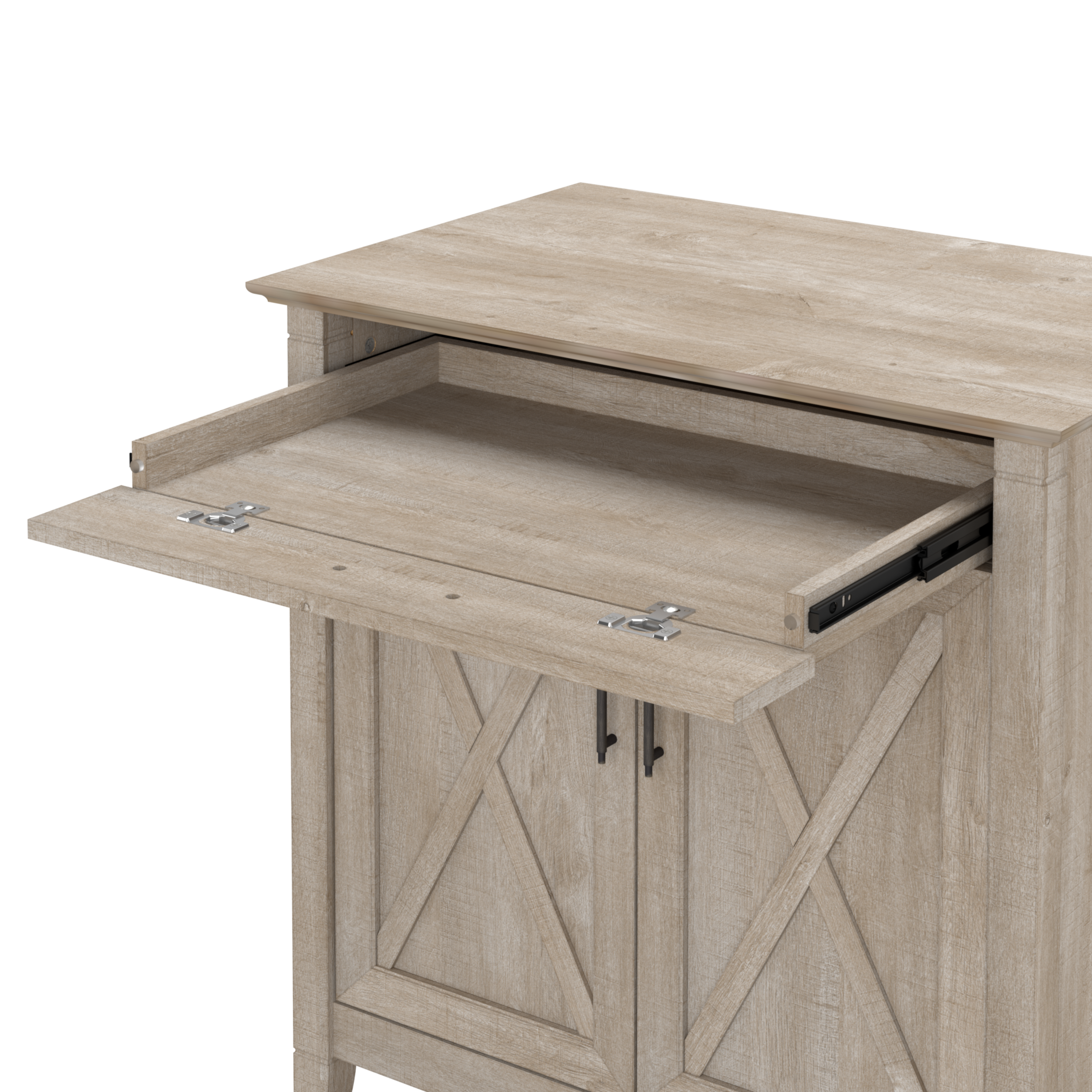 Shop Bush Furniture Key West Secretary Desk with Keyboard Tray and Storage Cabinet 07 KWS132WG-03 #color_washed gray