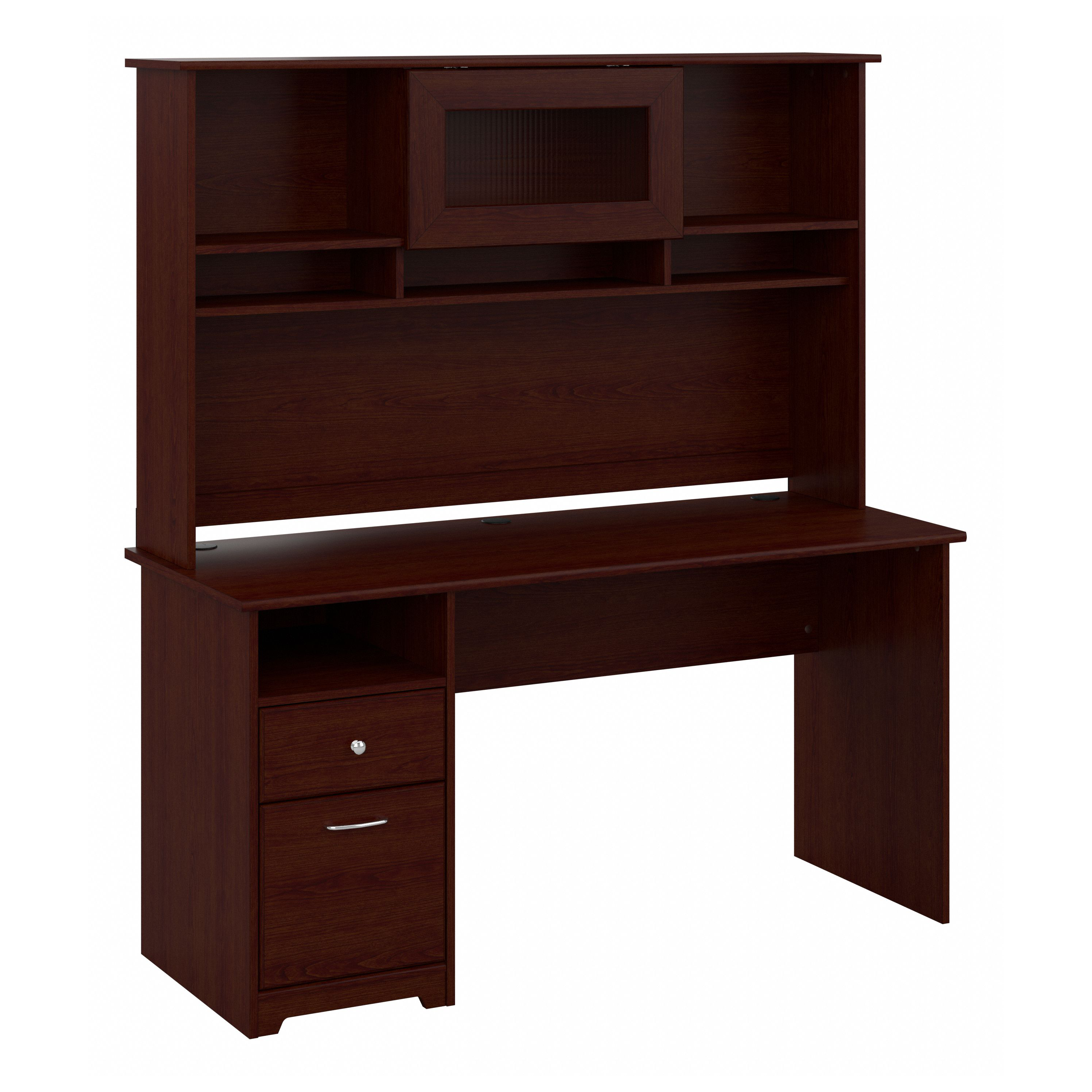 Shop Bush Furniture Cabot 60W Computer Desk with Hutch 02 CAB042HVC #color_harvest cherry