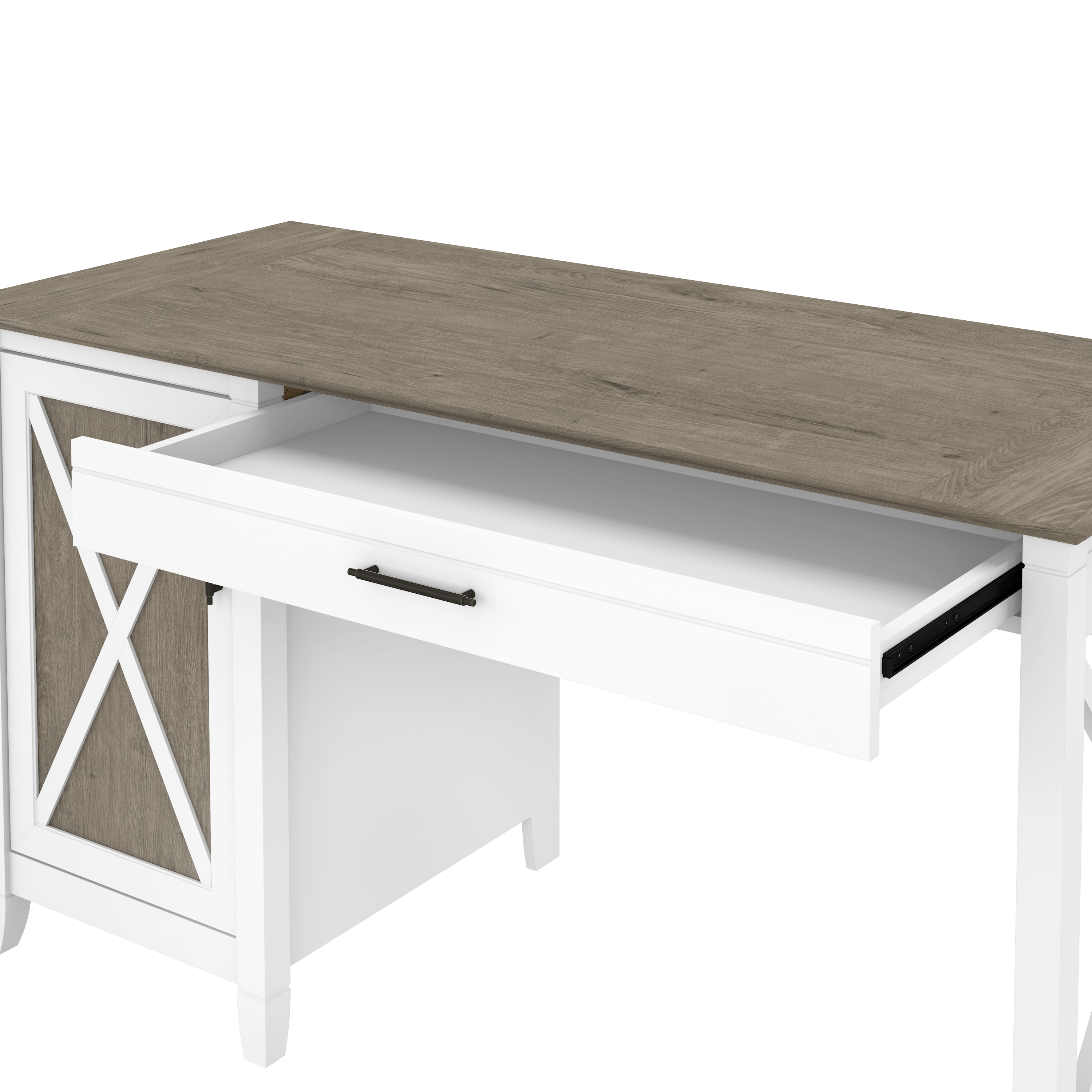 Shop Bush Furniture Key West 54W Computer Desk with Keyboard Tray and Storage 07 KWD154G2W-03 #color_shiplap gray/pure white