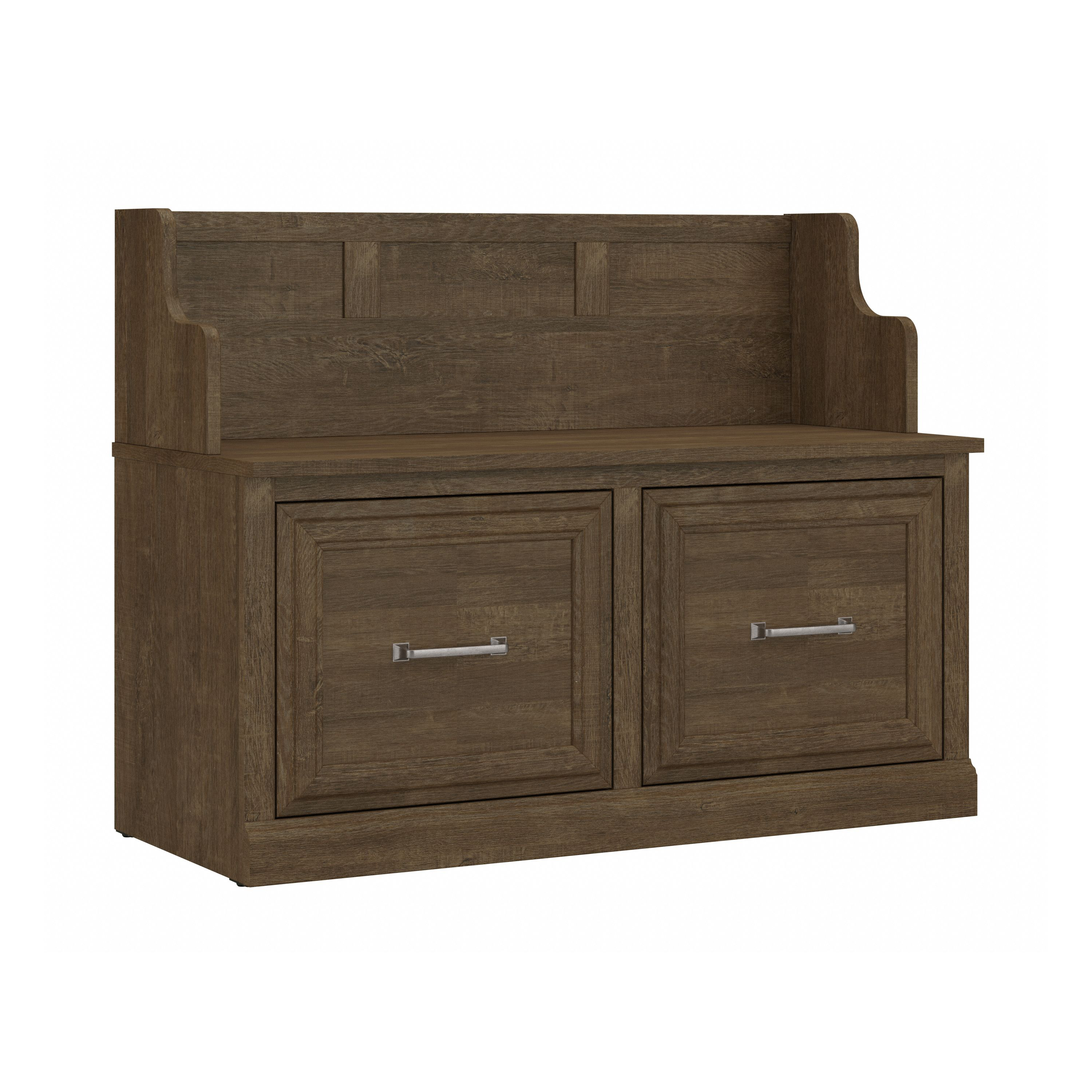 Shop Bush Furniture Woodland 40W Entryway Bench with Doors 02 WDL005ABR #color_ash brown