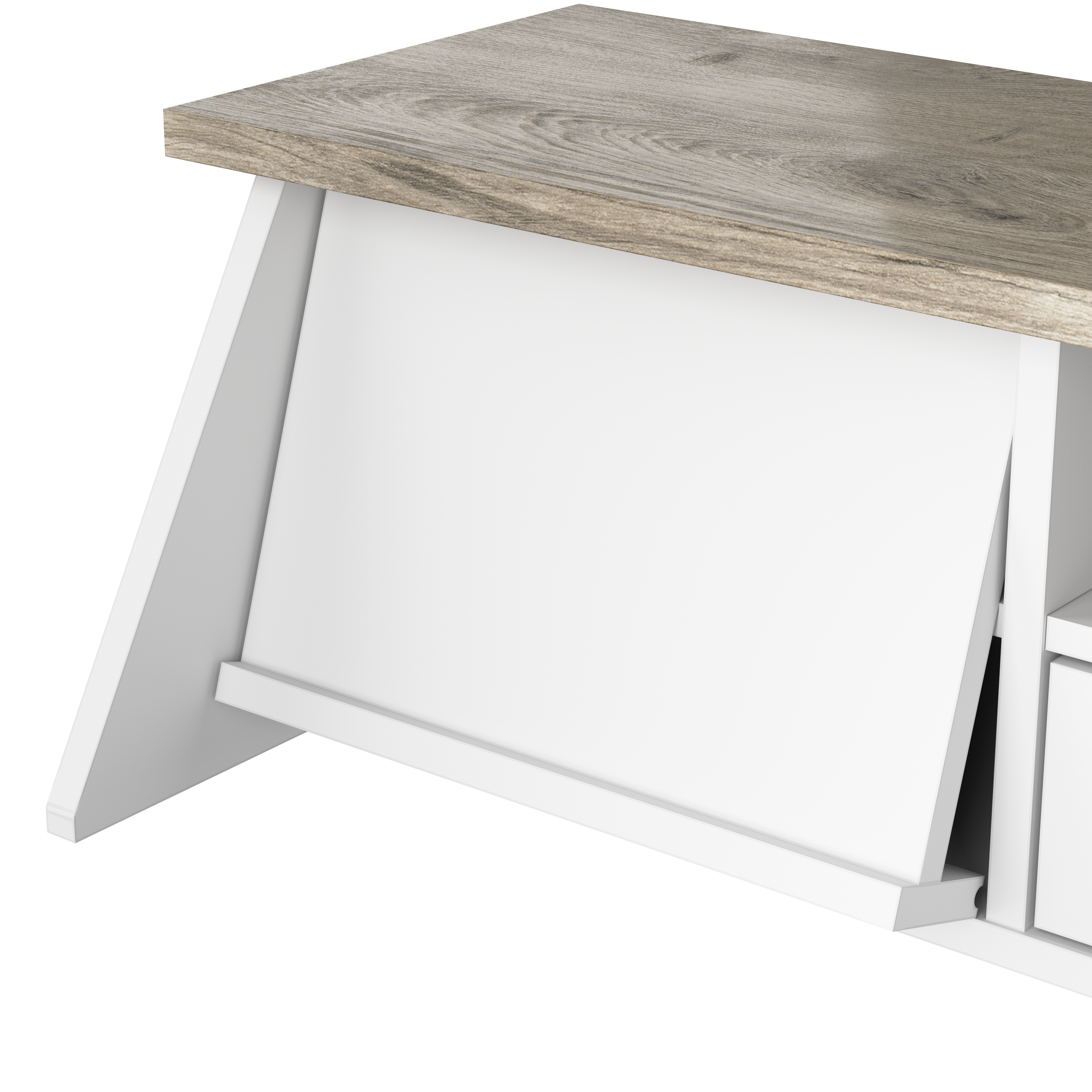 Shop Bush Furniture Mayfield 60W L Shaped Computer Desk with Desktop Organizer and 6 Cube Bookcase 08 MAY013GW2 #color_shiplap gray/pure white