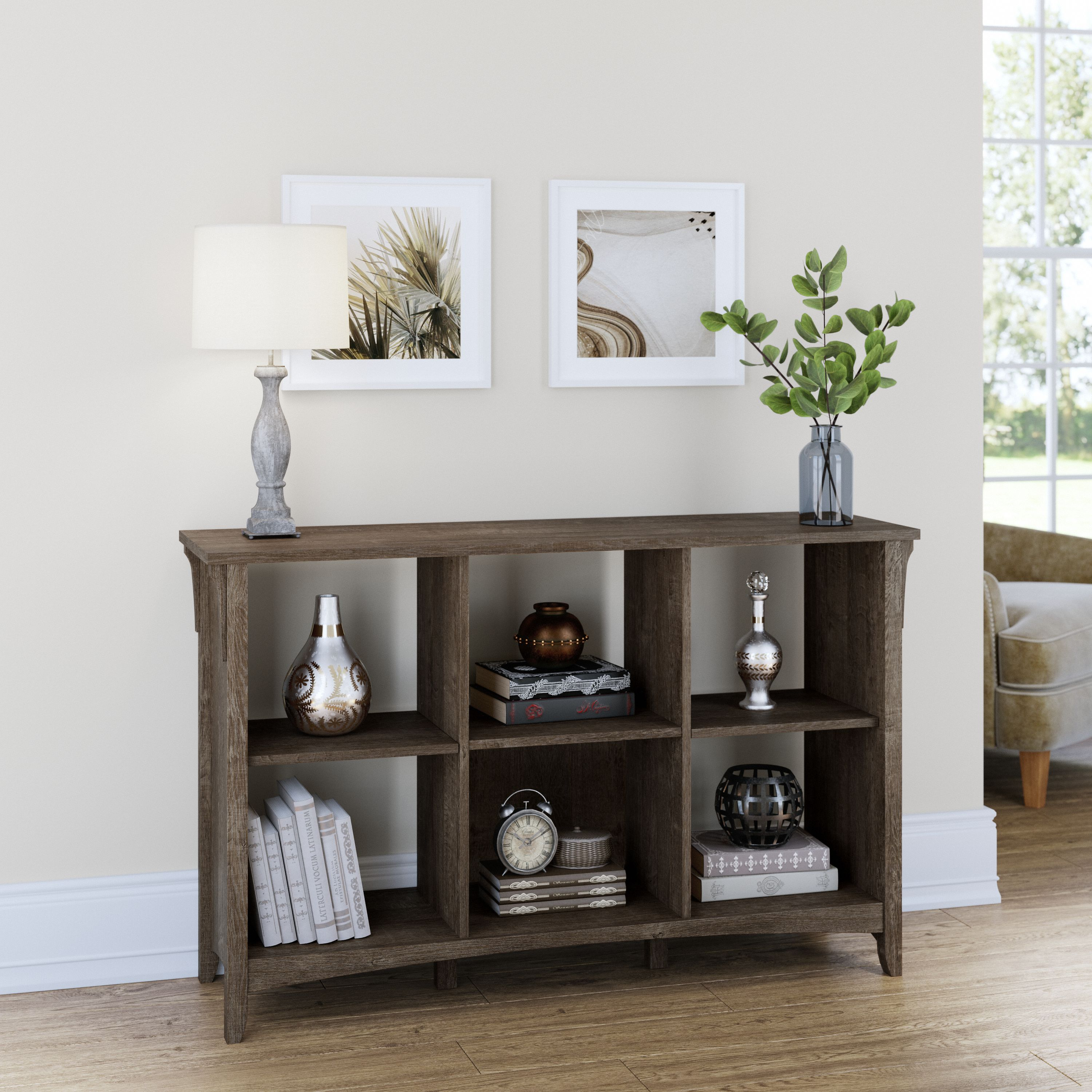 Shop Bush Furniture Salinas 6 Cube Organizer 01 SAB148ABR-03 #color_ash brown