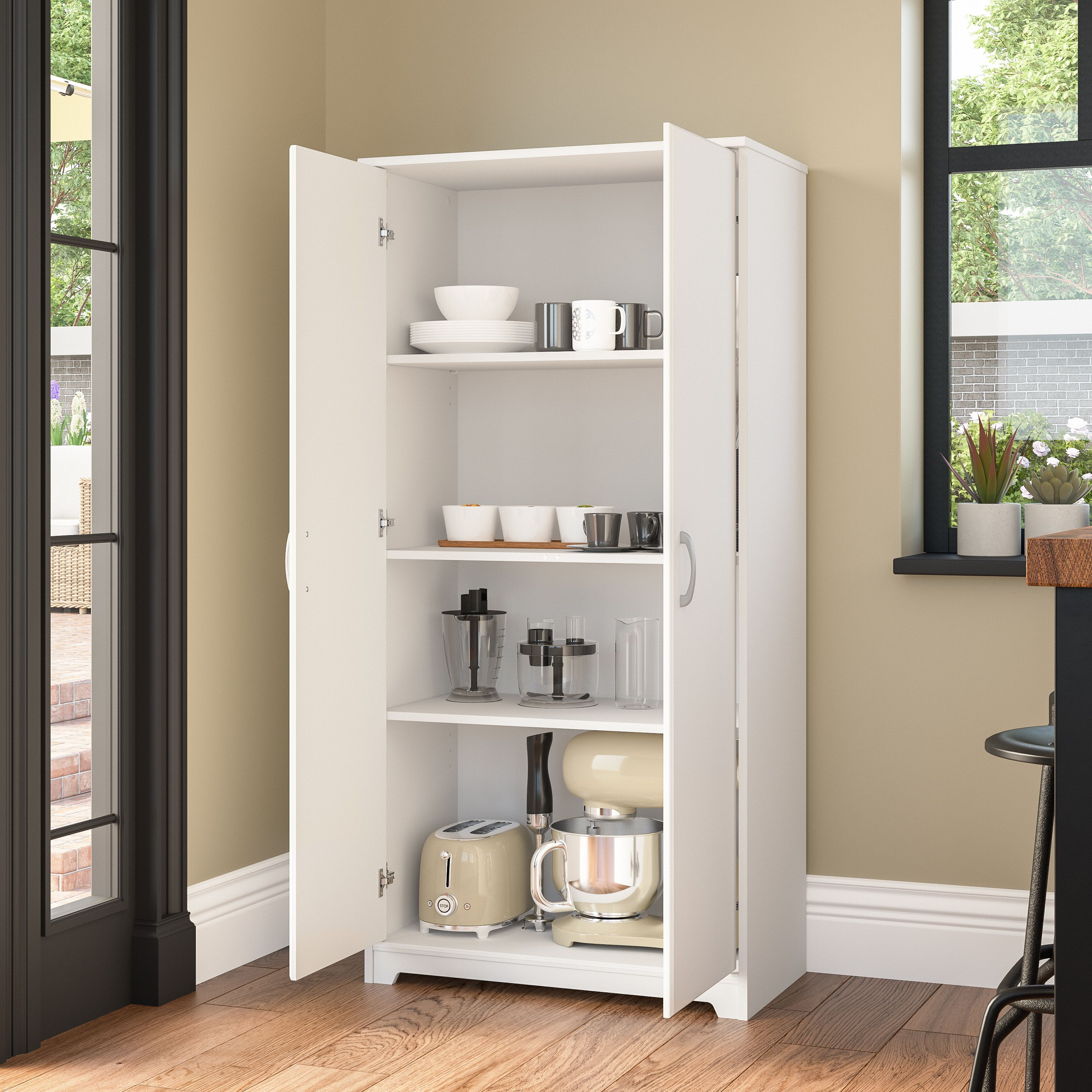 Shop Bush Furniture Cabot Tall Kitchen Pantry Cabinet with Doors 03 WC31999-Z #color_white