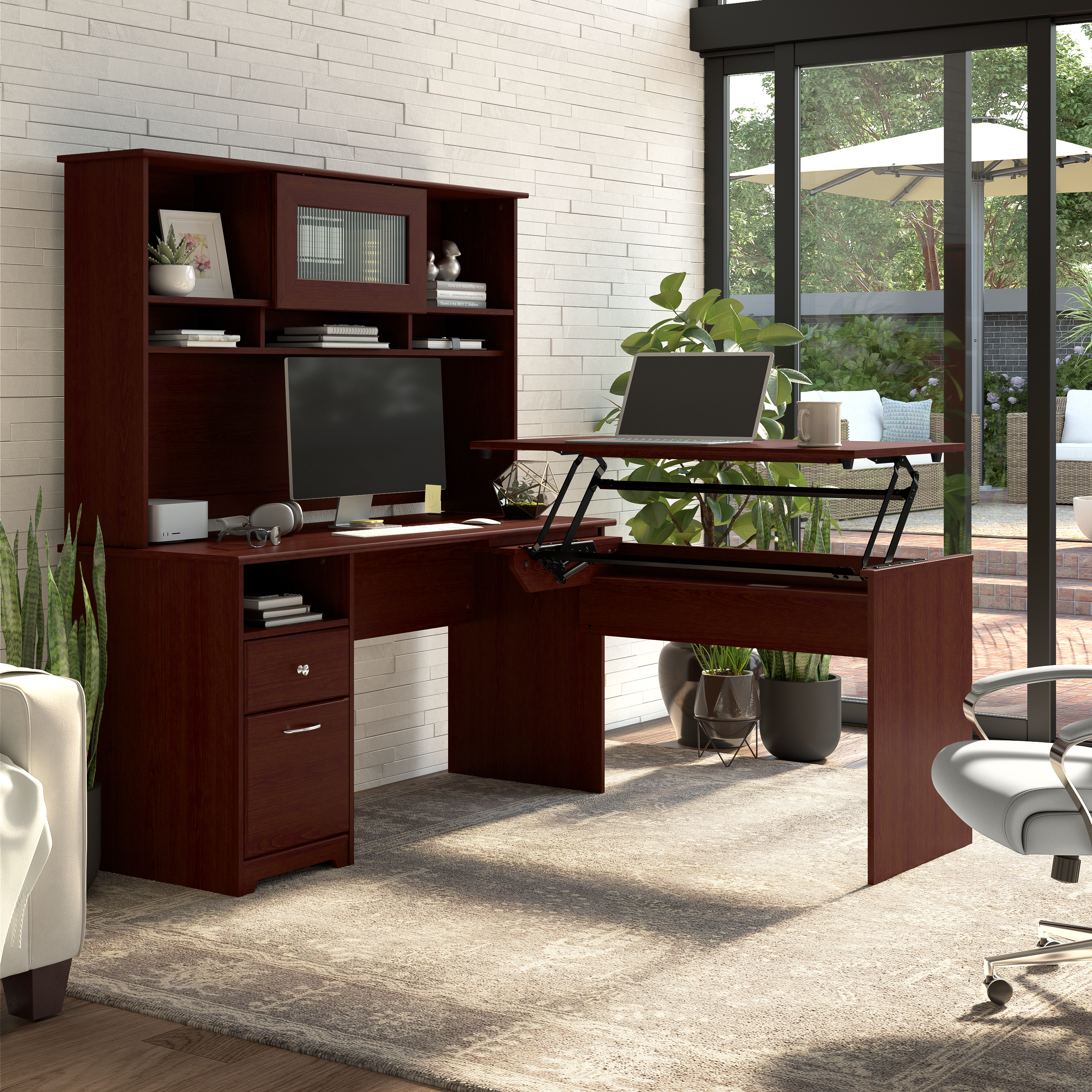 Shop Bush Furniture Cabot 60W Desk Hutch 05 WC31431 #color_harvest cherry