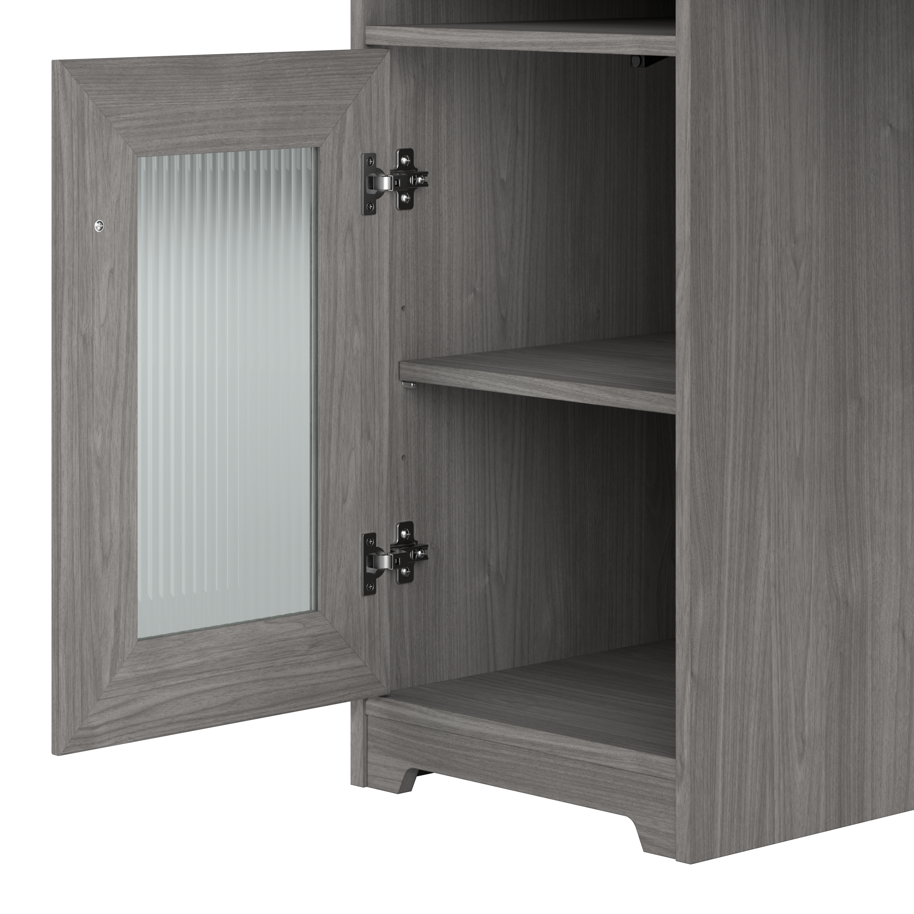 Shop Bush Furniture Cabot 60W L Shaped Computer Desk with Hutch, File Cabinet and Bookcase 07 CAB010MG #color_modern gray