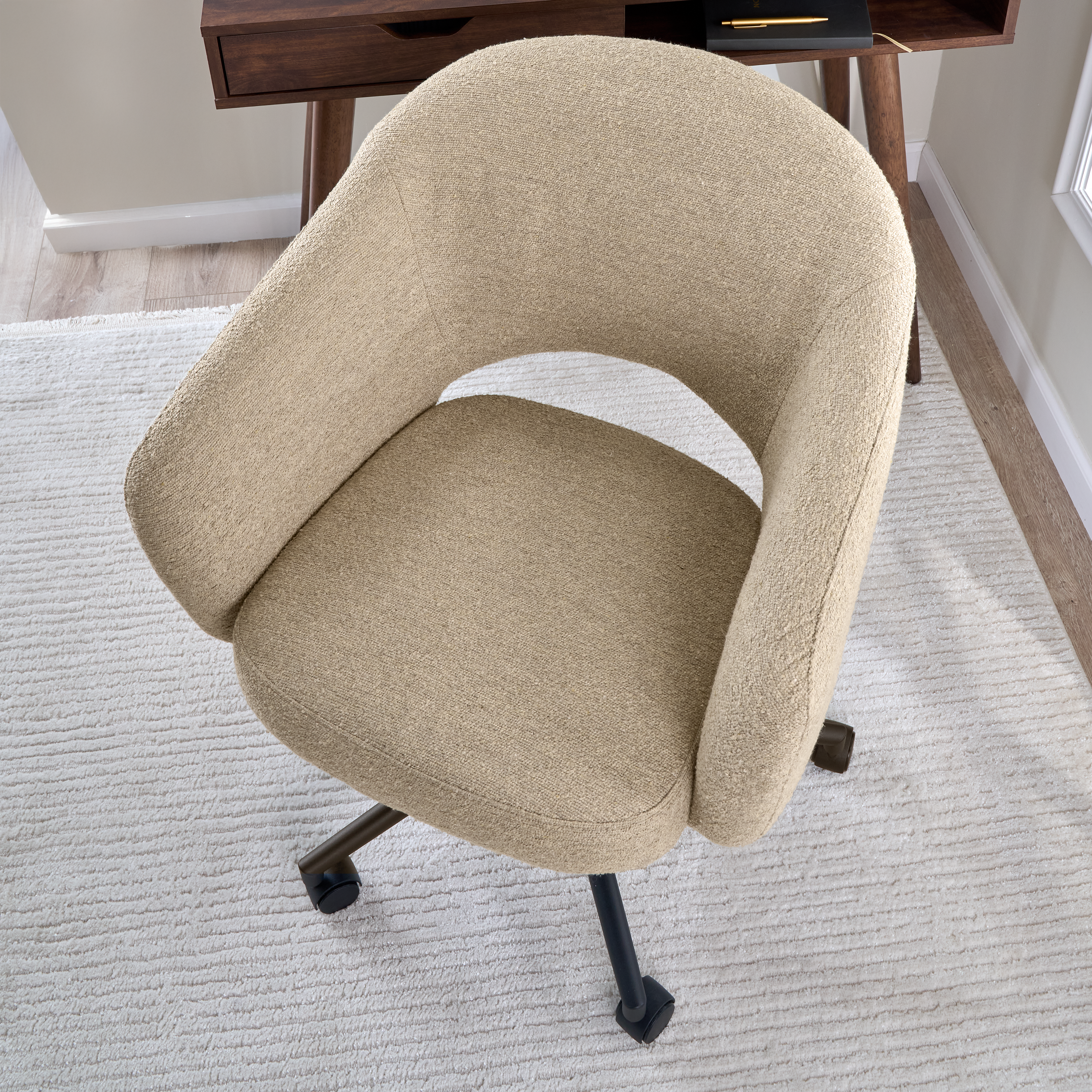 Shop Bush Furniture Fairfax Mid Century Modern Desk Chair for Home Office 05 CH4401CBF-03 #color_cool beige fabric