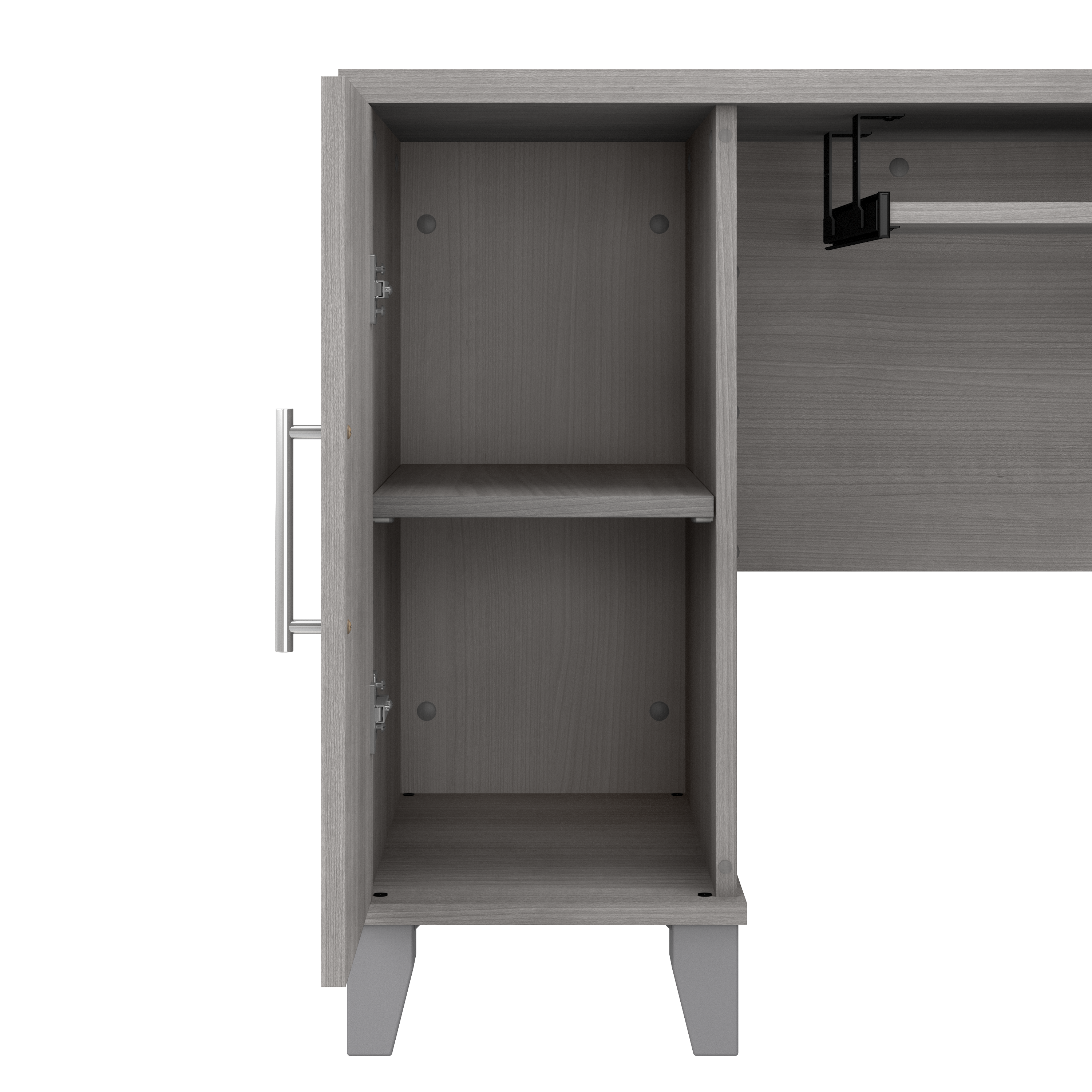 Shop Bush Furniture Somerset 60W L Shaped Desk with Hutch and 5 Shelf Bookcase 09 SET010PG #color_platinum gray