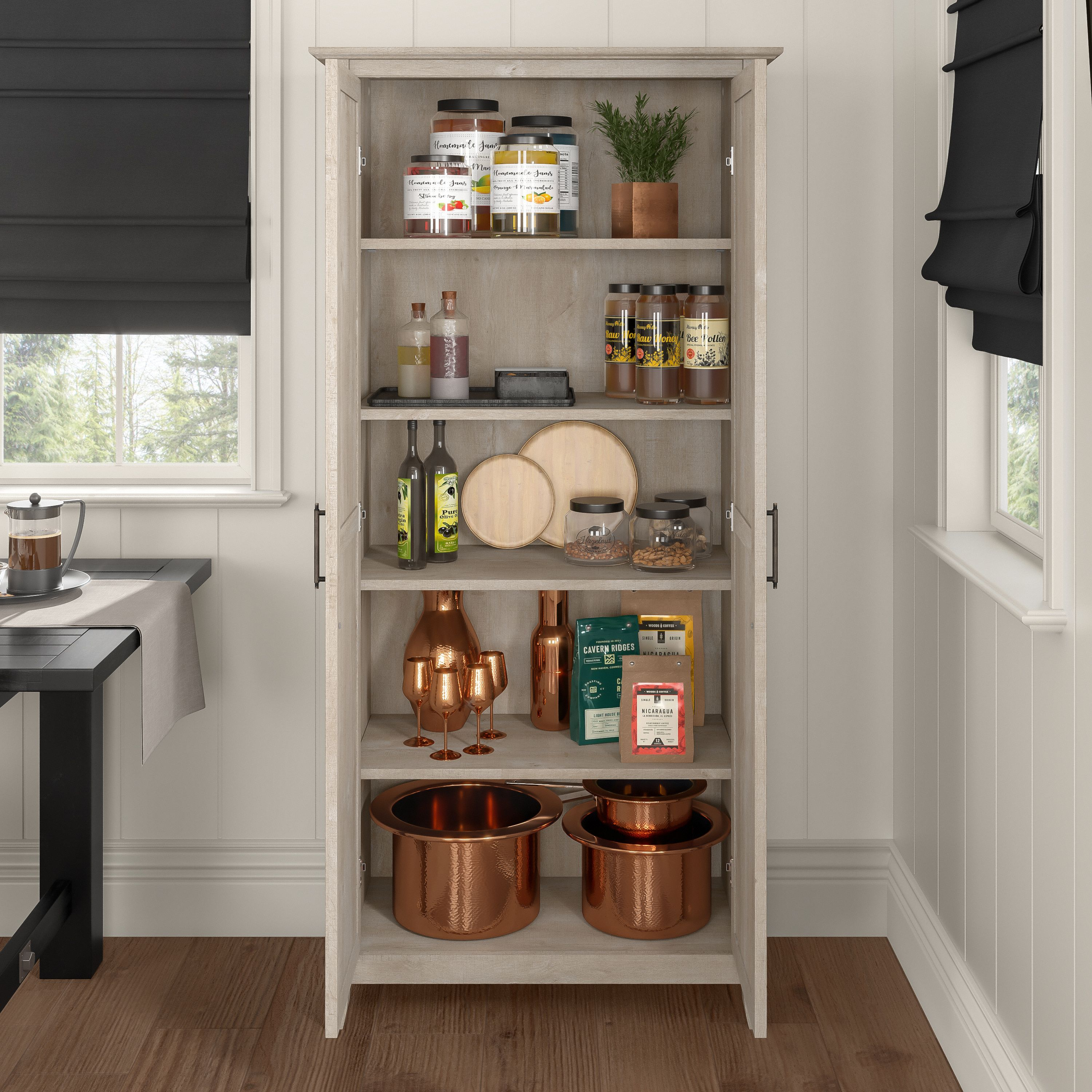 Shop Bush Furniture Key West Kitchen Pantry Cabinet 03 KWS266WG-Z #color_washed gray