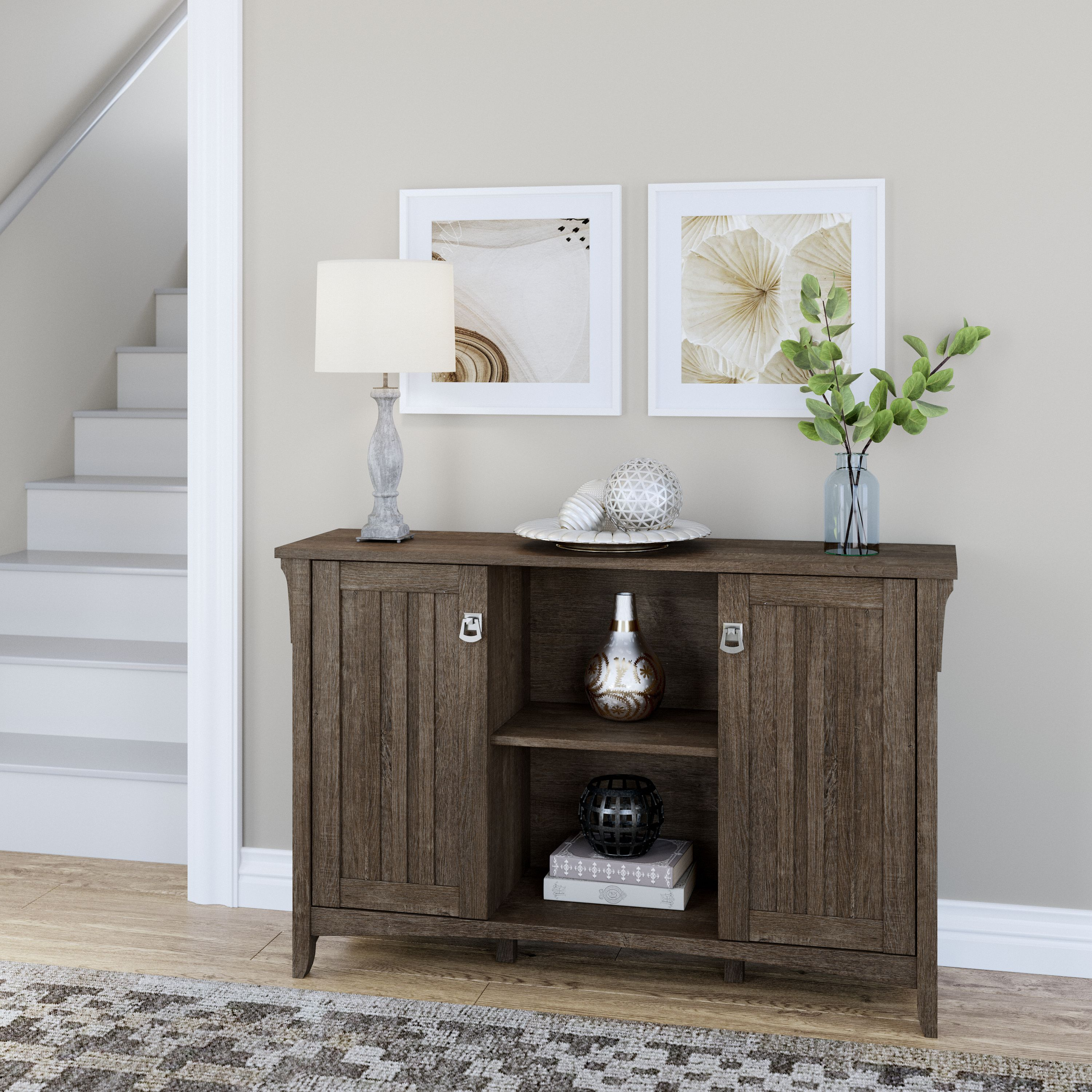 Shop Bush Furniture Salinas Accent Storage Cabinet with Doors 01 SAS147ABR-03 #color_ash brown