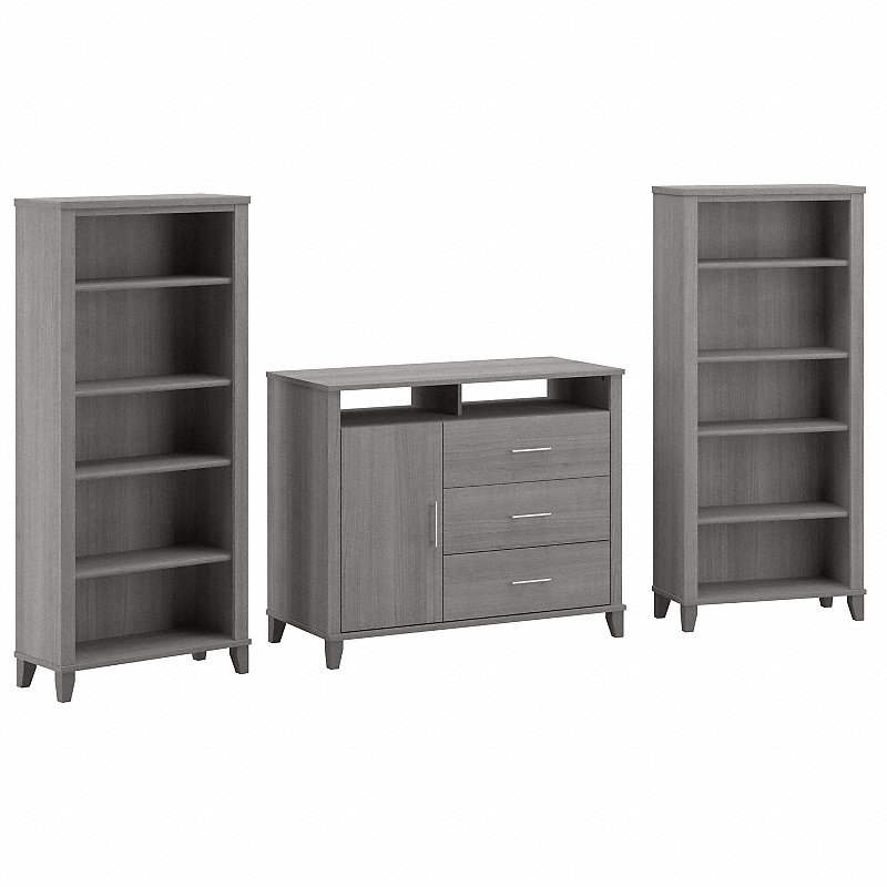 Shop Bush Furniture Somerset Entertainment Center 02 SET039PG #color_platinum gray