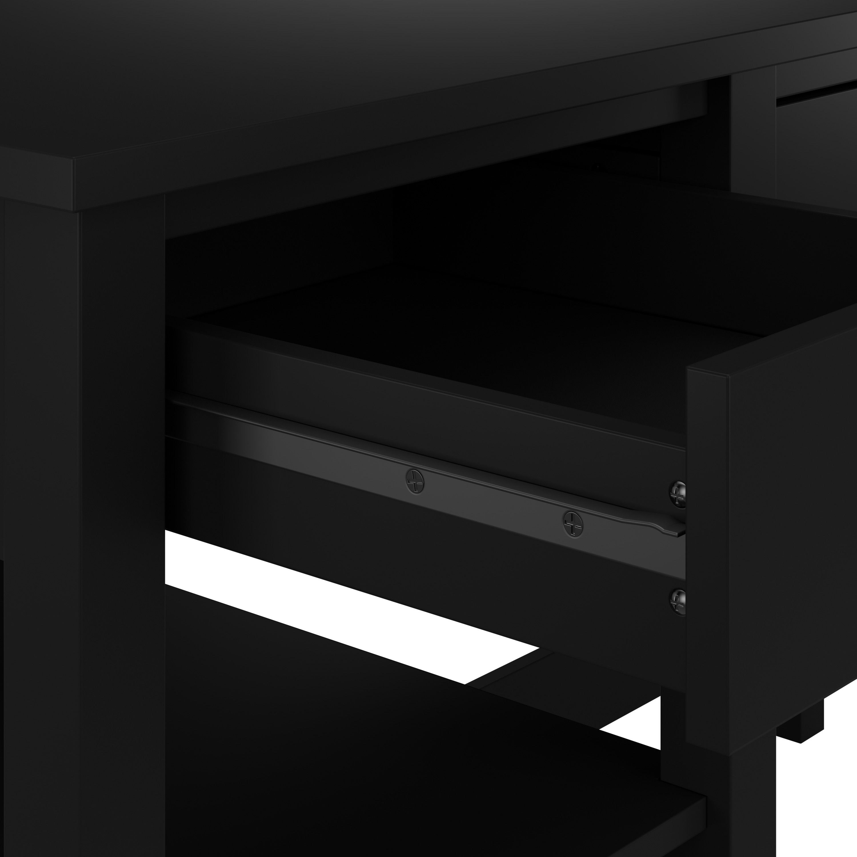 Shop Bush Furniture Broadview 54W Computer Desk with Shelves 08 BDD154CBL-03 #color_classic black