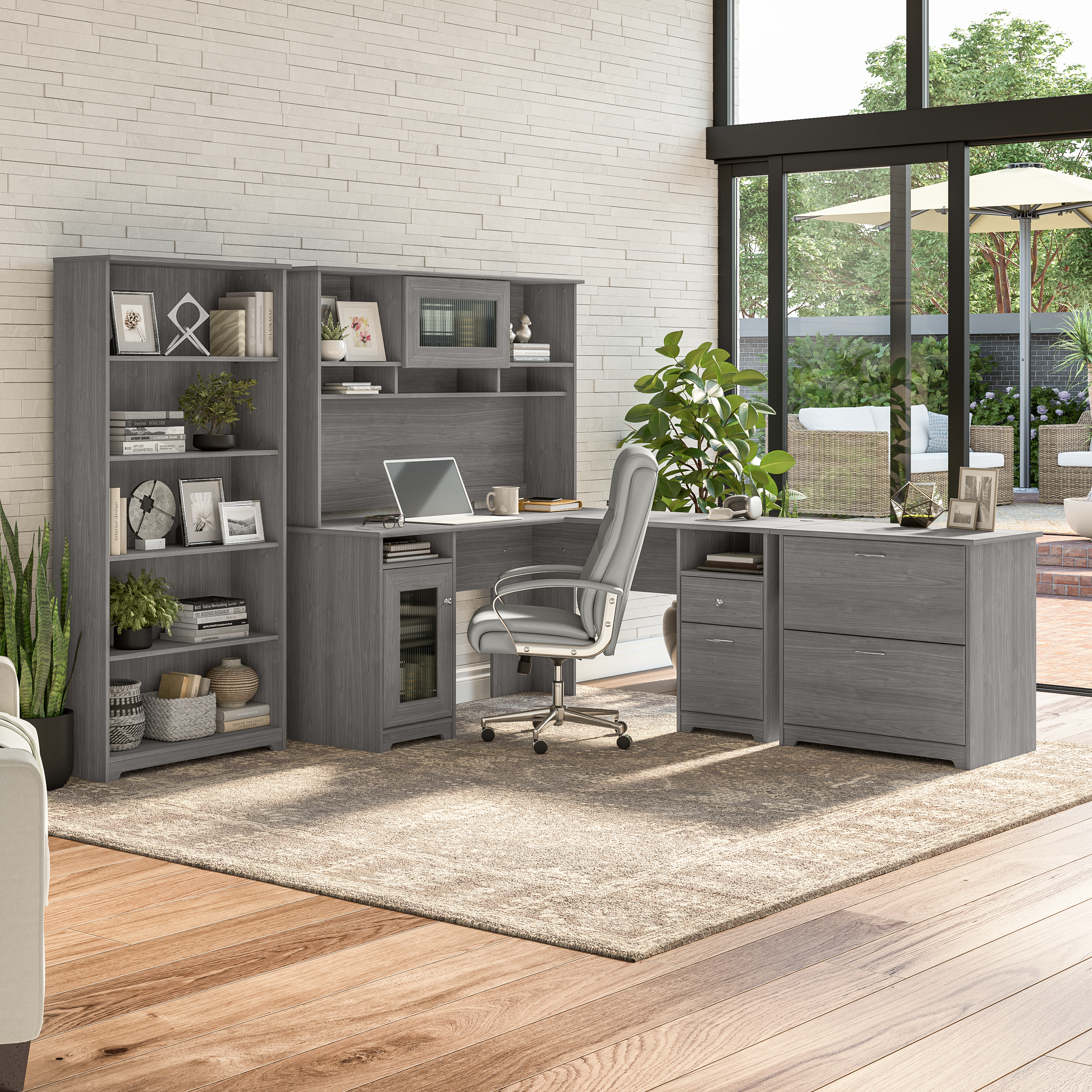 Shop Bush Furniture Cabot 60W L Shaped Computer Desk with Storage 05 WC31330K #color_modern gray