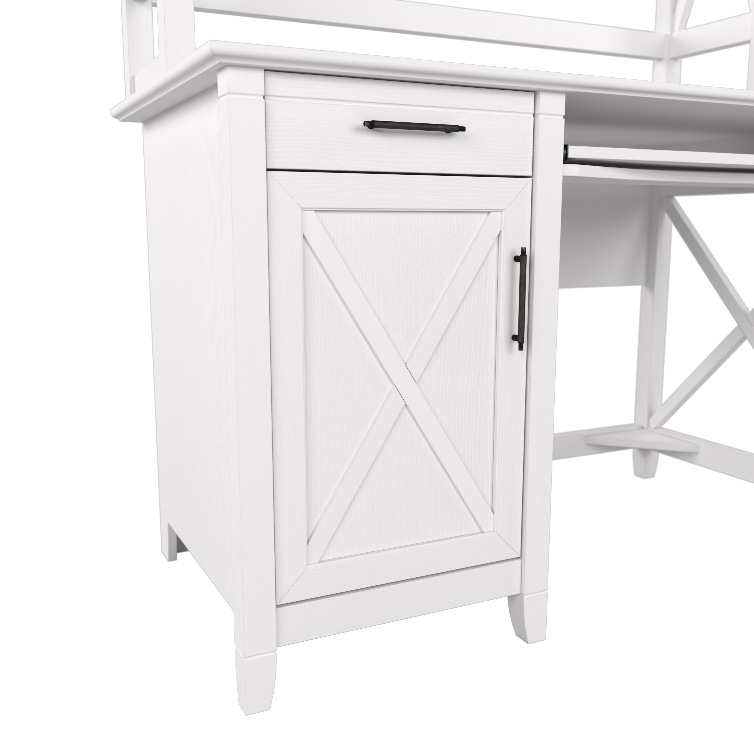 Shop Bush Furniture Key West 48W Small Computer Desk with Hutch 09 KWD248WT-03 #color_pure white oak