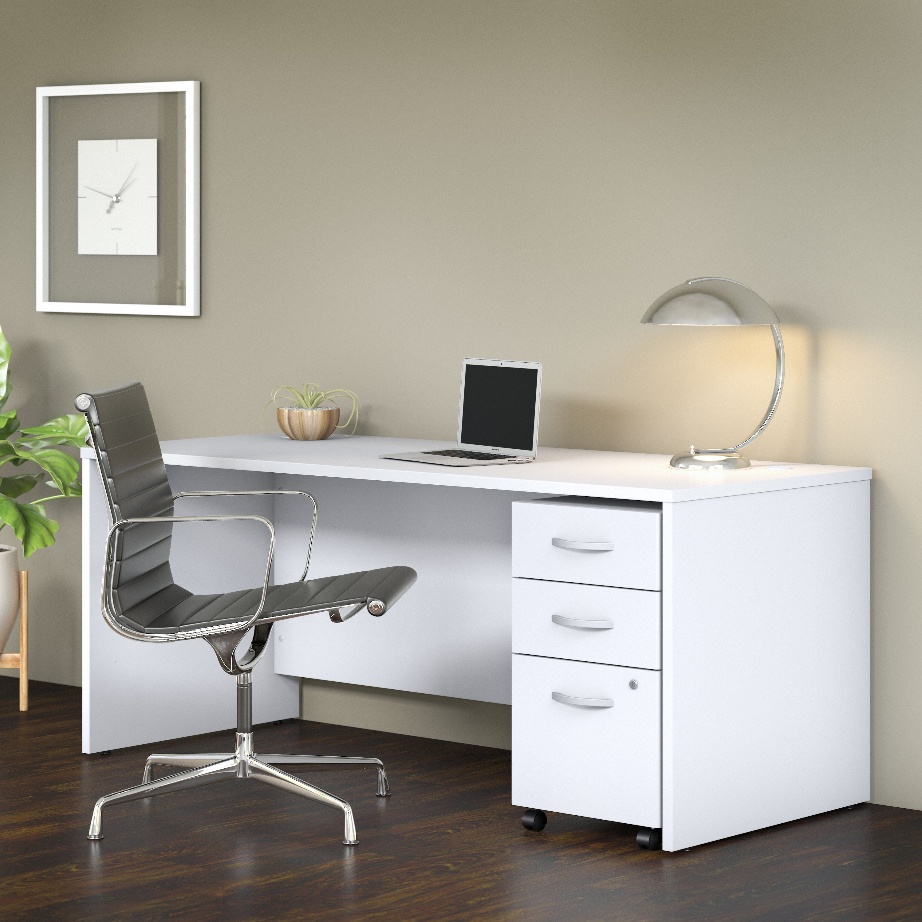 Shop Bush Business Furniture Studio C 72W x 30D Office Desk with Mobile File Cabinet 01 STC013WHSU #color_white