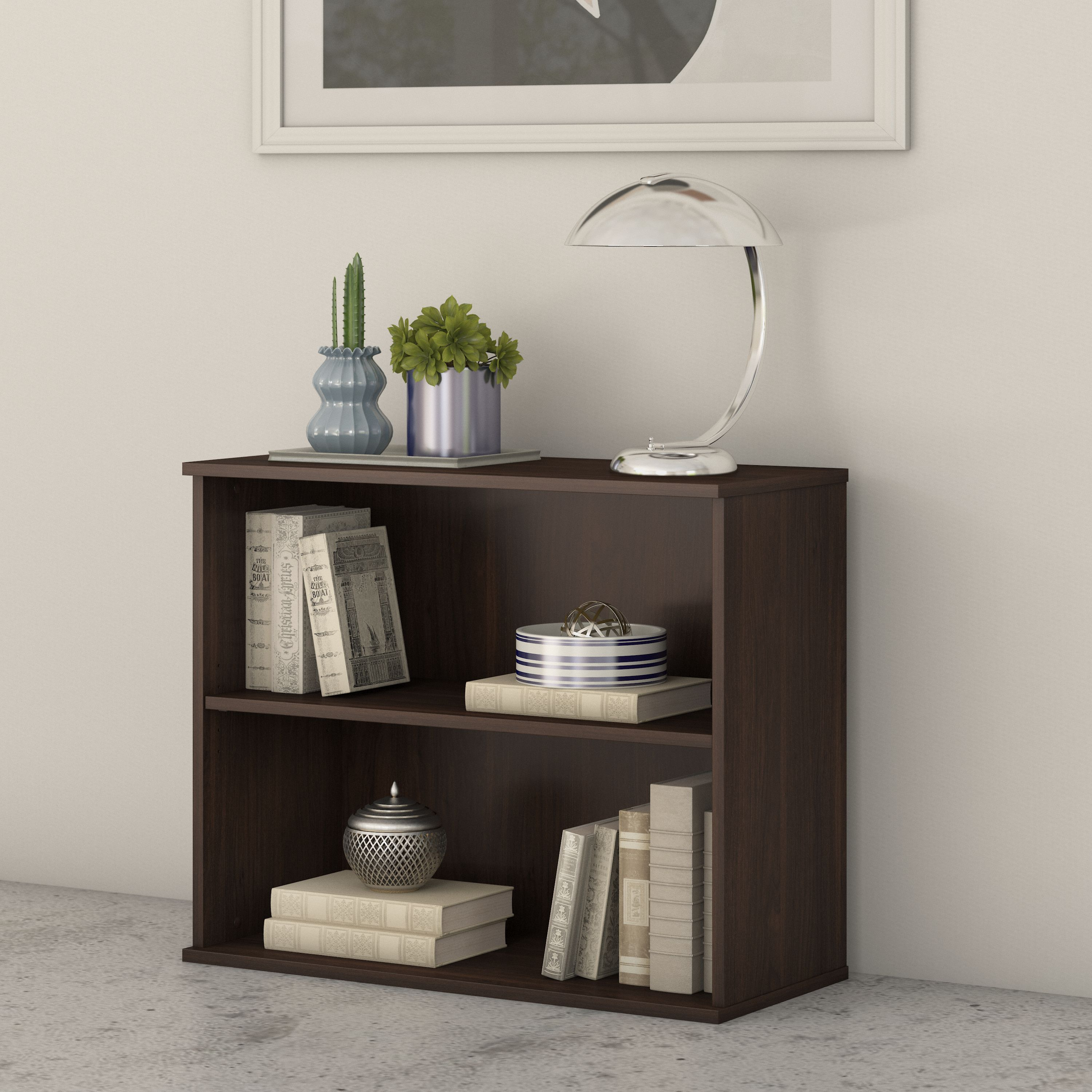 Shop Bush Business Furniture Small 2 Shelf Bookcase 01 BK3036BW #color_black walnut