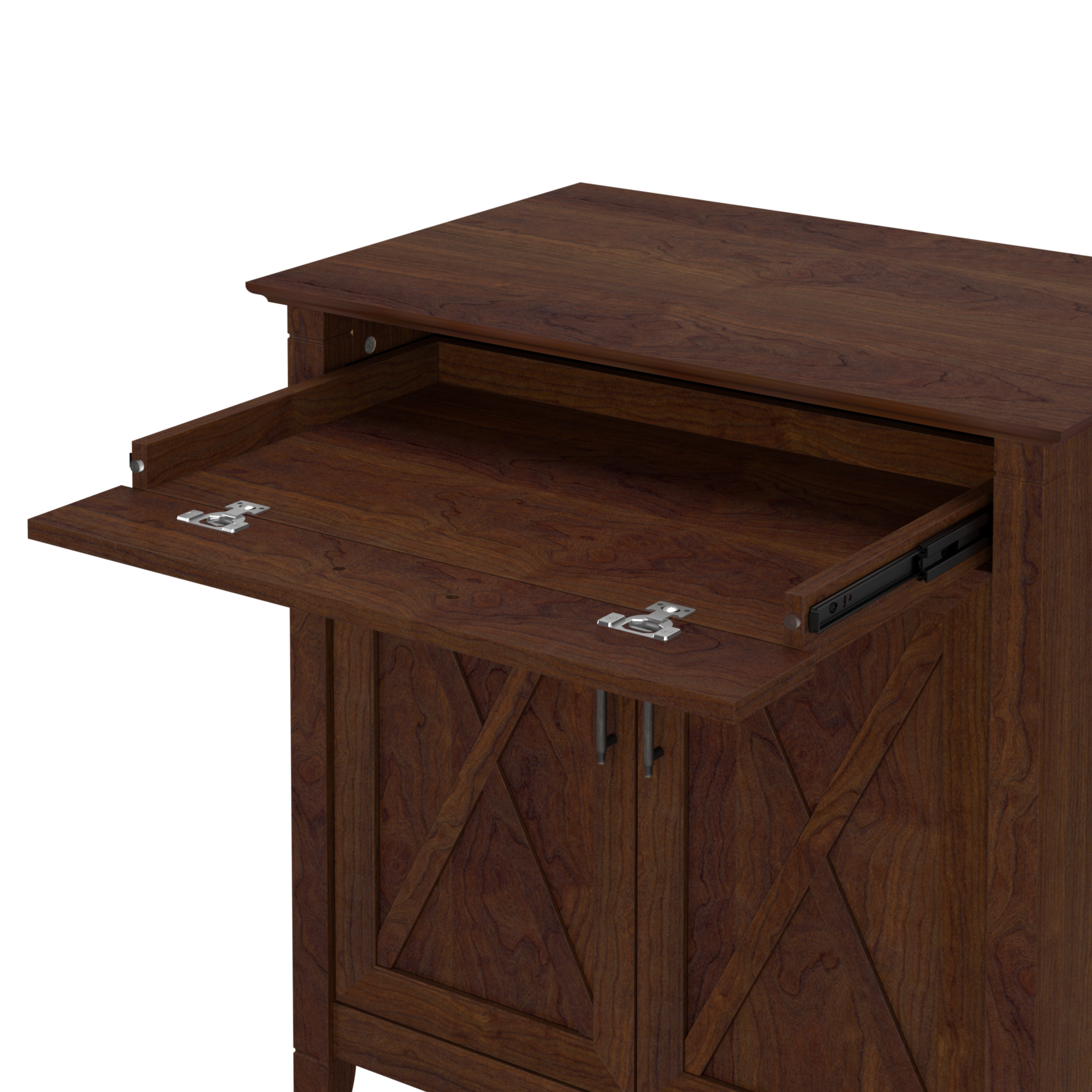 Shop Bush Furniture Key West Secretary Desk with Keyboard Tray and Storage Cabinet 07 KWS132BC-03 #color_bing cherry