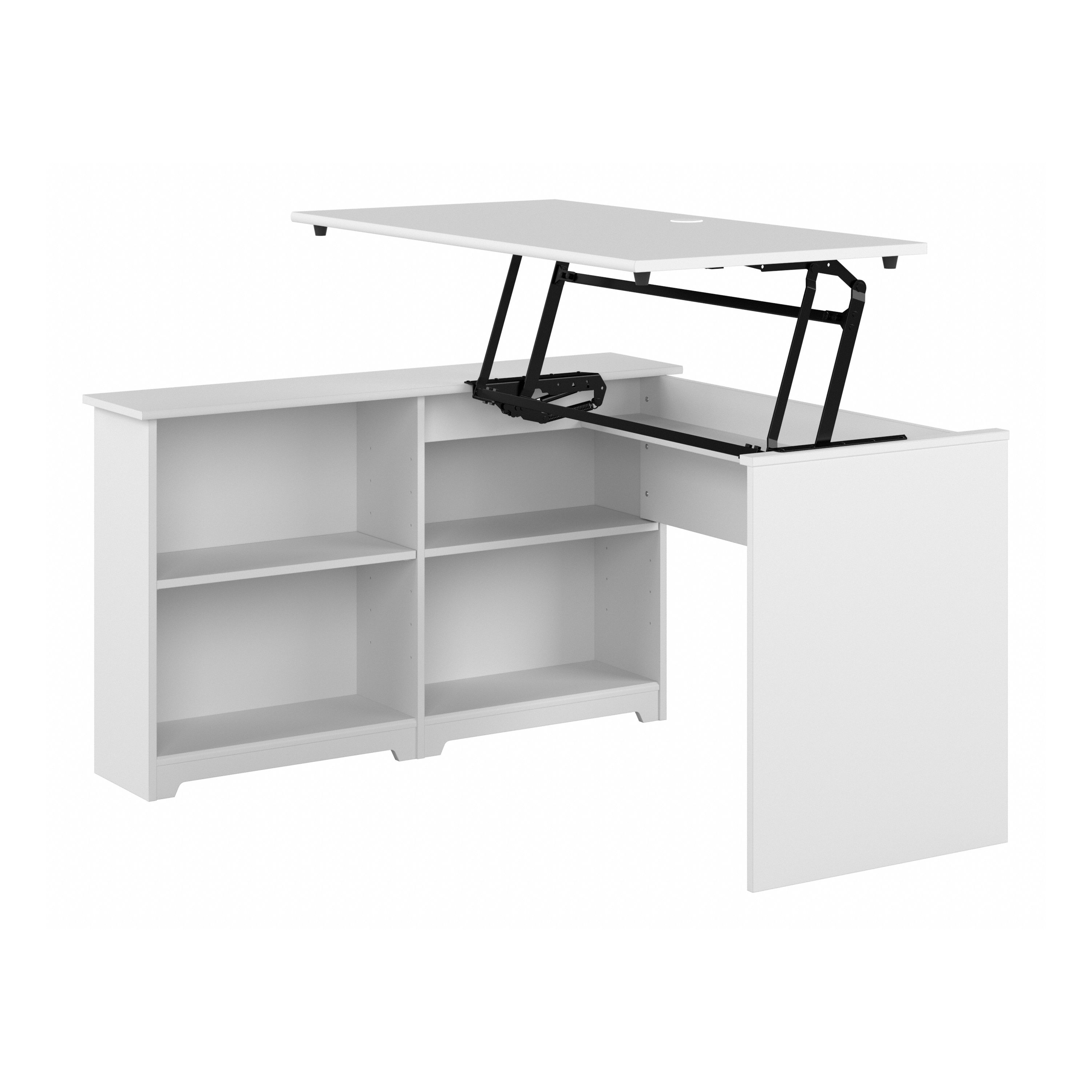 Shop Bush Furniture Cabot 52W 3 Position Sit to Stand Corner Desk with Shelves 02 WC31916 #color_white