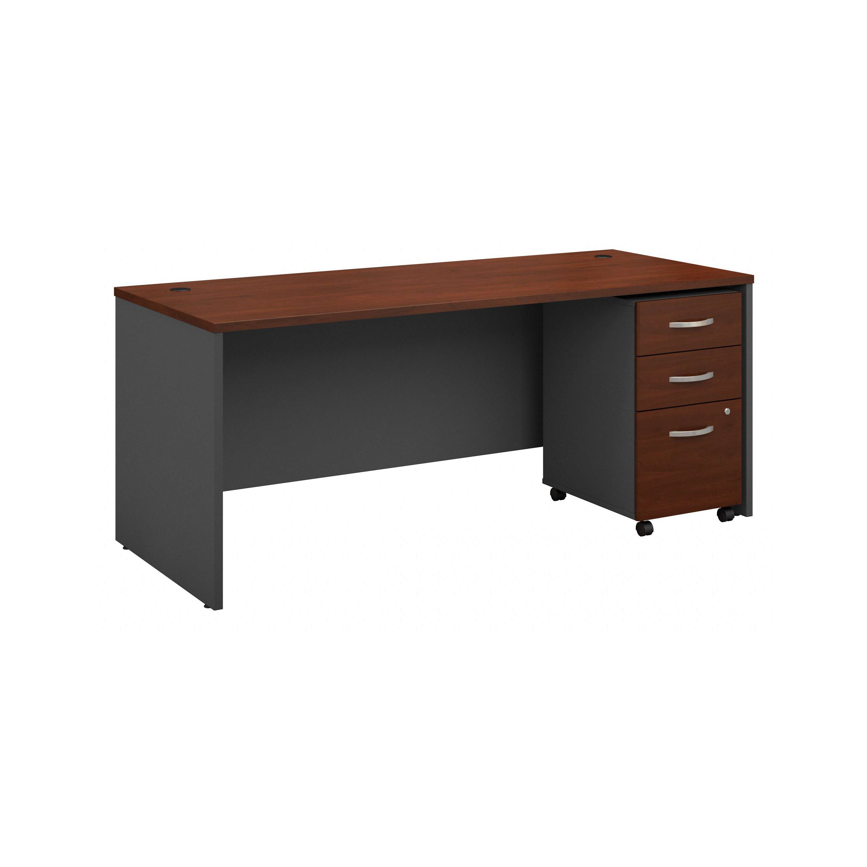 Shop Bush Business Furniture Series C 72W x 30D Office Desk with Mobile File Cabinet 02 SRC113HCSU #color_hansen cherry/graphite gray