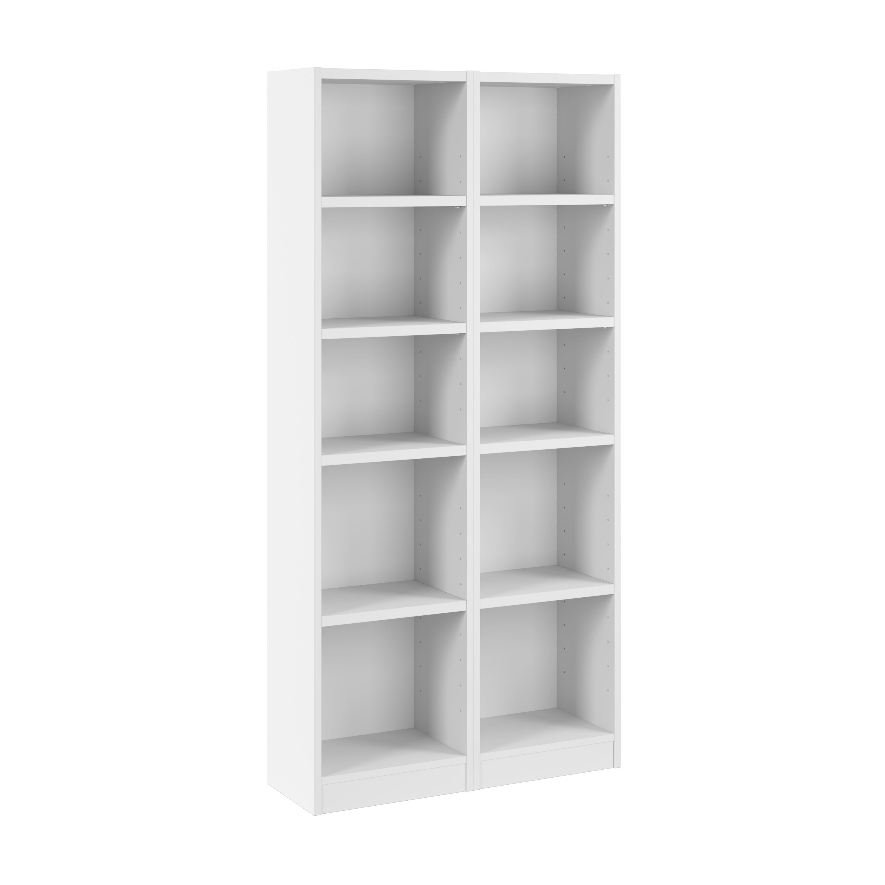 Shop Bush Furniture Universal 17W Narrow 5 Shelf Bookcase - Set of 2 02 UB005WH #color_white