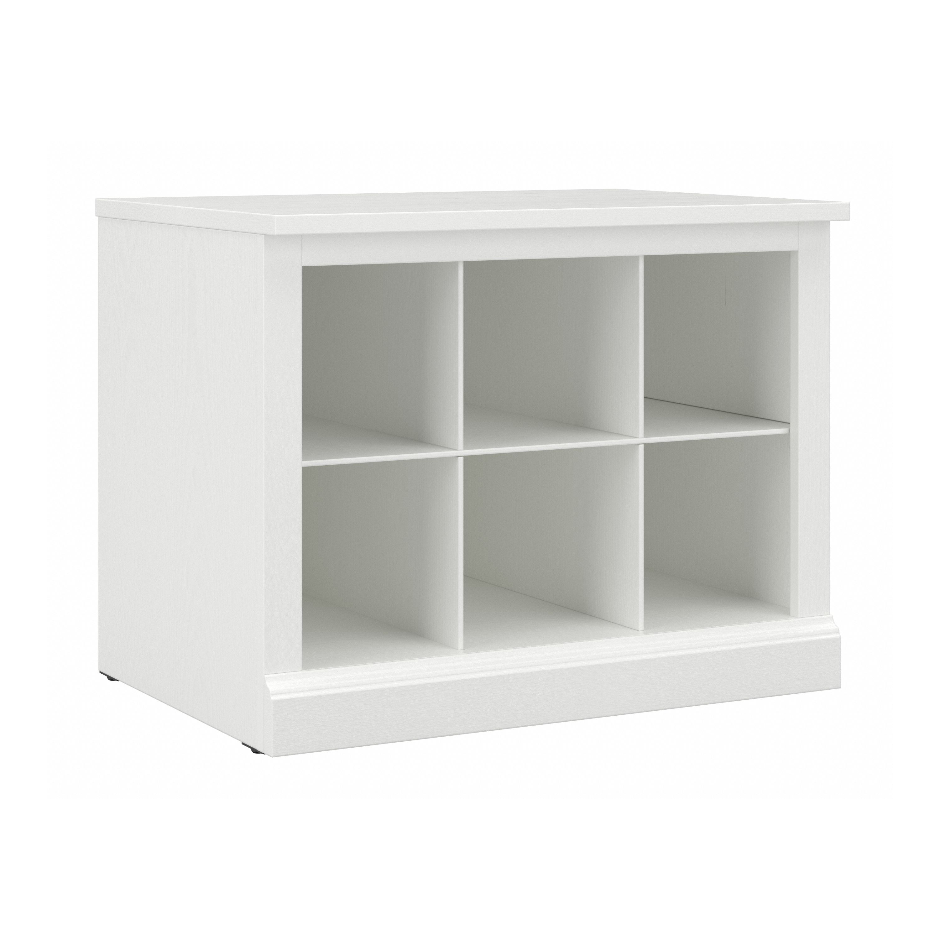 Shop Bush Furniture Woodland 24W Small Shoe Bench with Shelves 02 WDS224WAS-03 #color_white ash